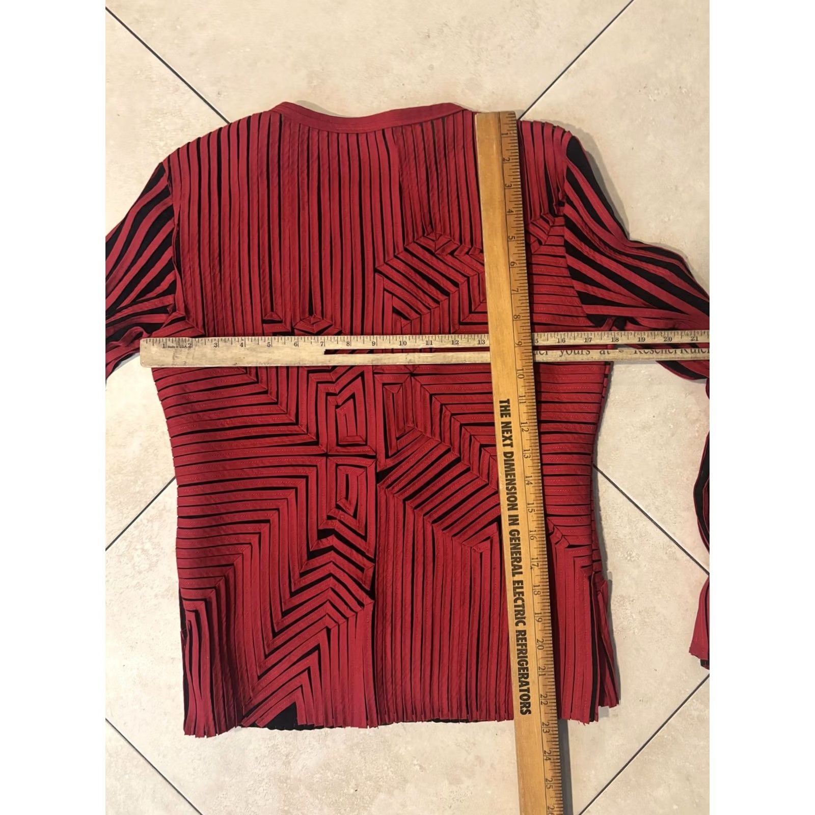 Vintage Peck & Peck Jacket Womens 6 Red Geometric Zip Up Blazer Size M / US 6-8 / IT 42-44 - 6 Thumbnail