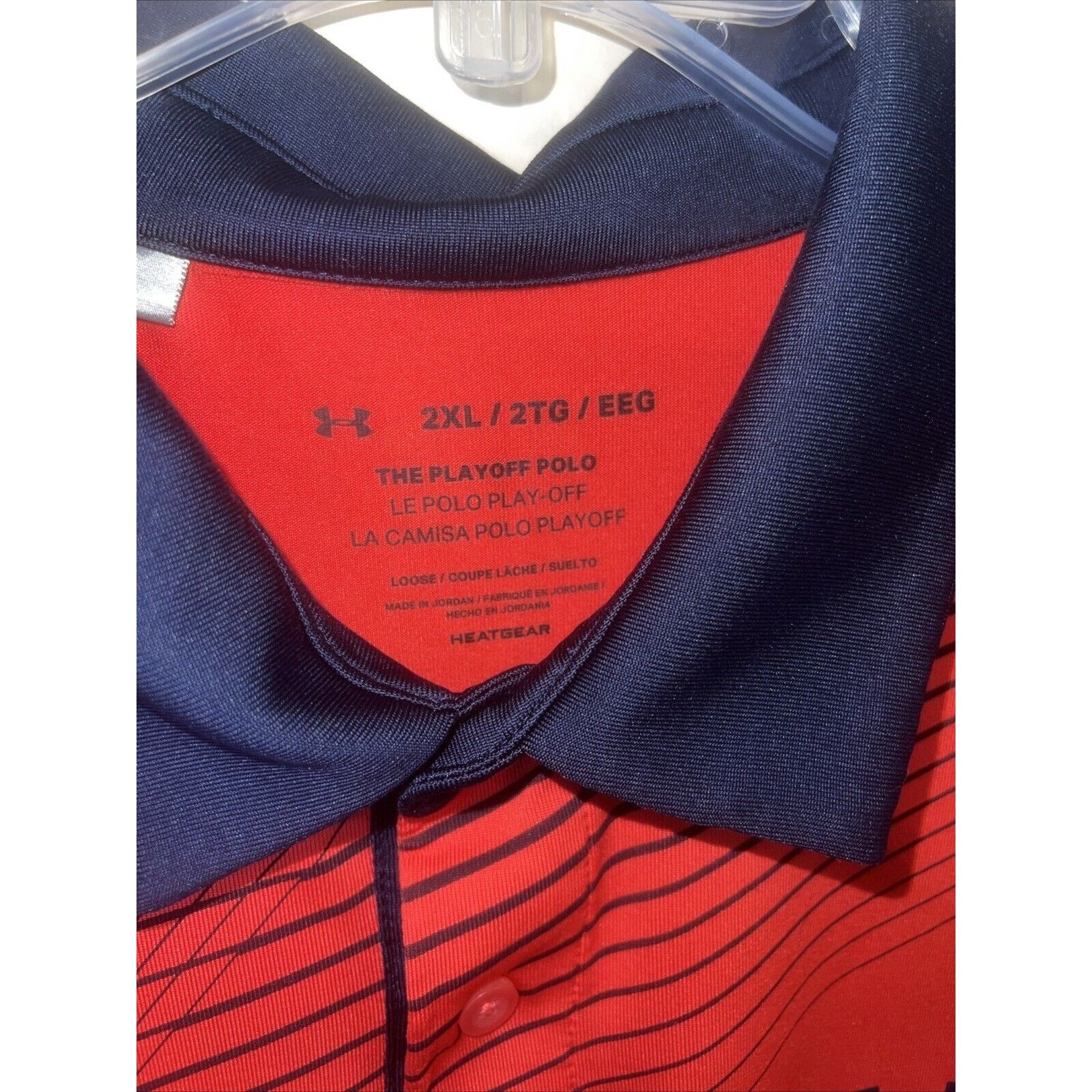 Under Armour Men’s Under Armour Playoff Polo Sz XXL Red Navy Stripe Shirt Size US XXL / EU 58 / 5 - 2 Thumbnail