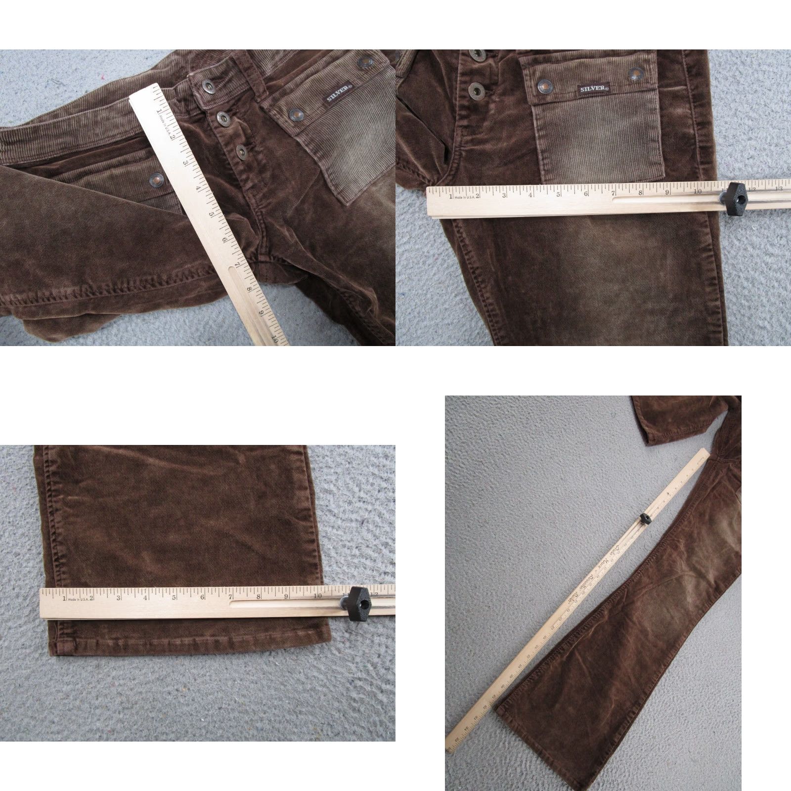 Silver Jeans Co. VINTAGE Silver Jeans Brown Velour Jeans 32x33 90s Cowboy Classic 5-Pocket Bootcut Womens Size 24" / US 00 / IT 34 - 8 Thumbnail