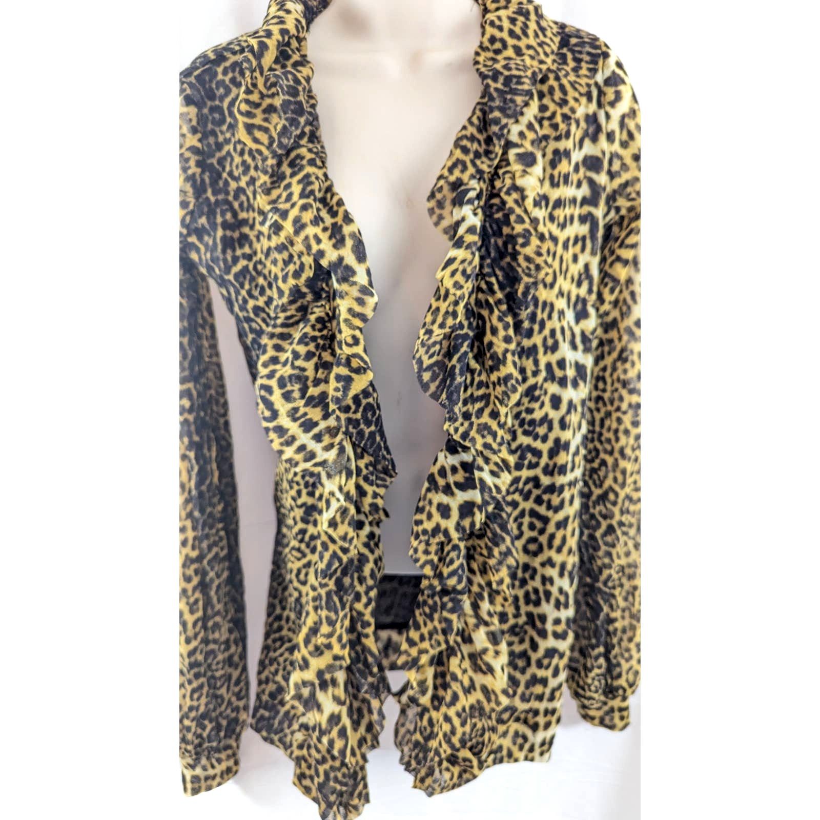 Jean Paul Gaultier Vtg 90's JP Gaultier Soleil FUZZI Leopard Mesh Ruffled Top L Size L / US 10 / IT 46 - 3 Thumbnail