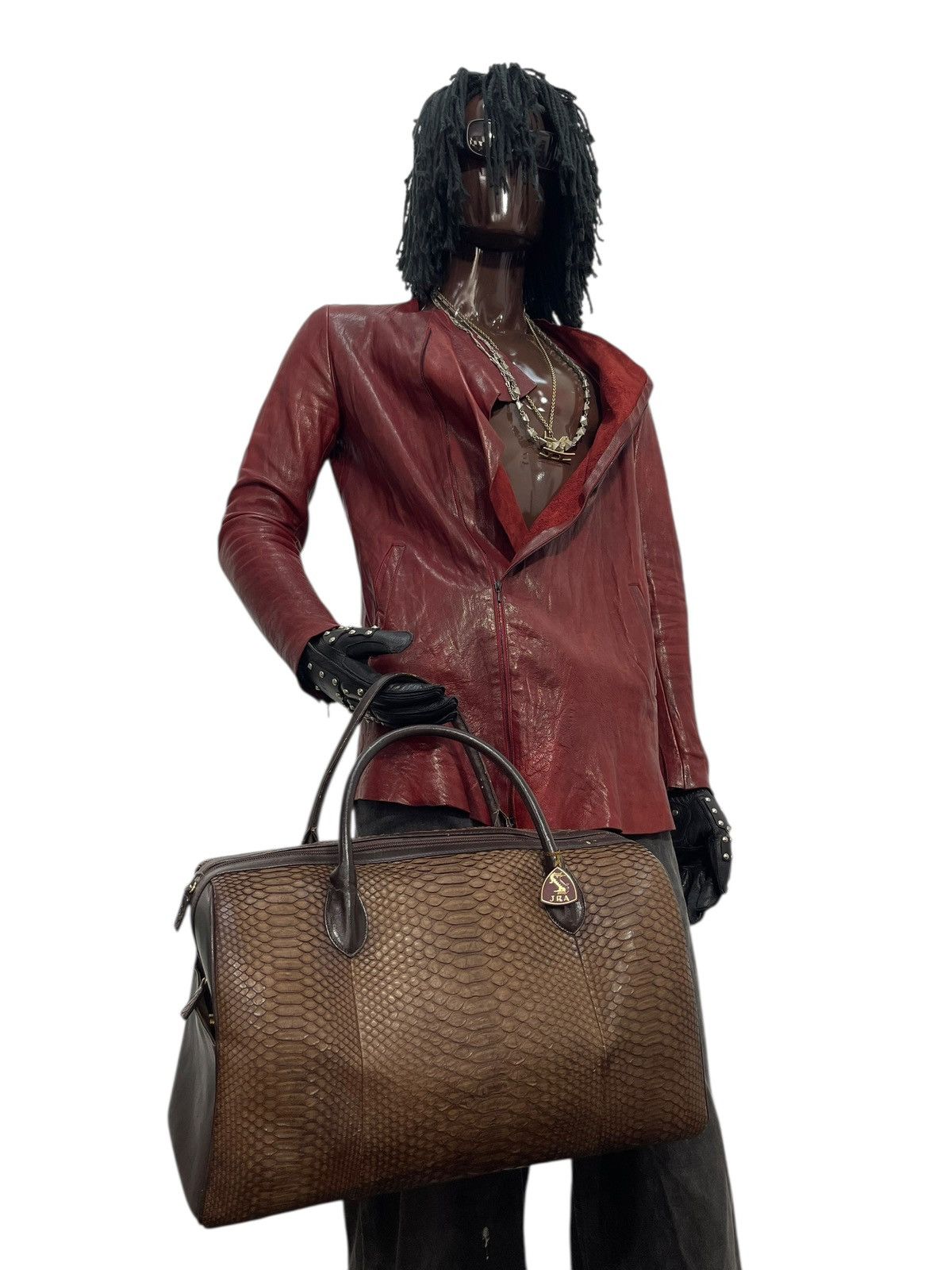Genuine Leather Full Leather Python Vtg JRA Japan Boston Bag 5🟩 Size ONE SIZE - 1 Thumbnail