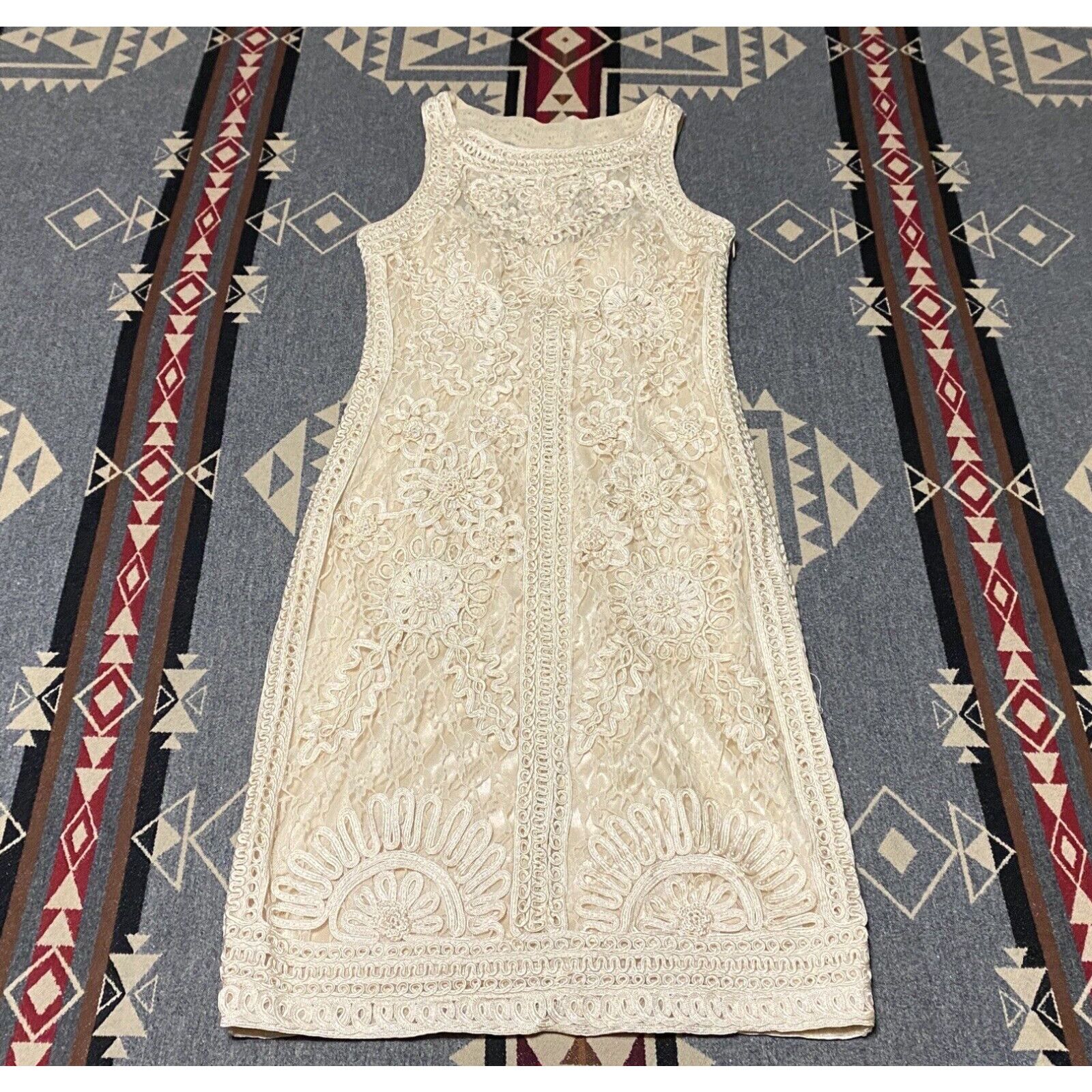 image of Vintage Sue Wong Illusion Soutache Embroidered Dress Size 0 Slimming $400 Womens T65 in White