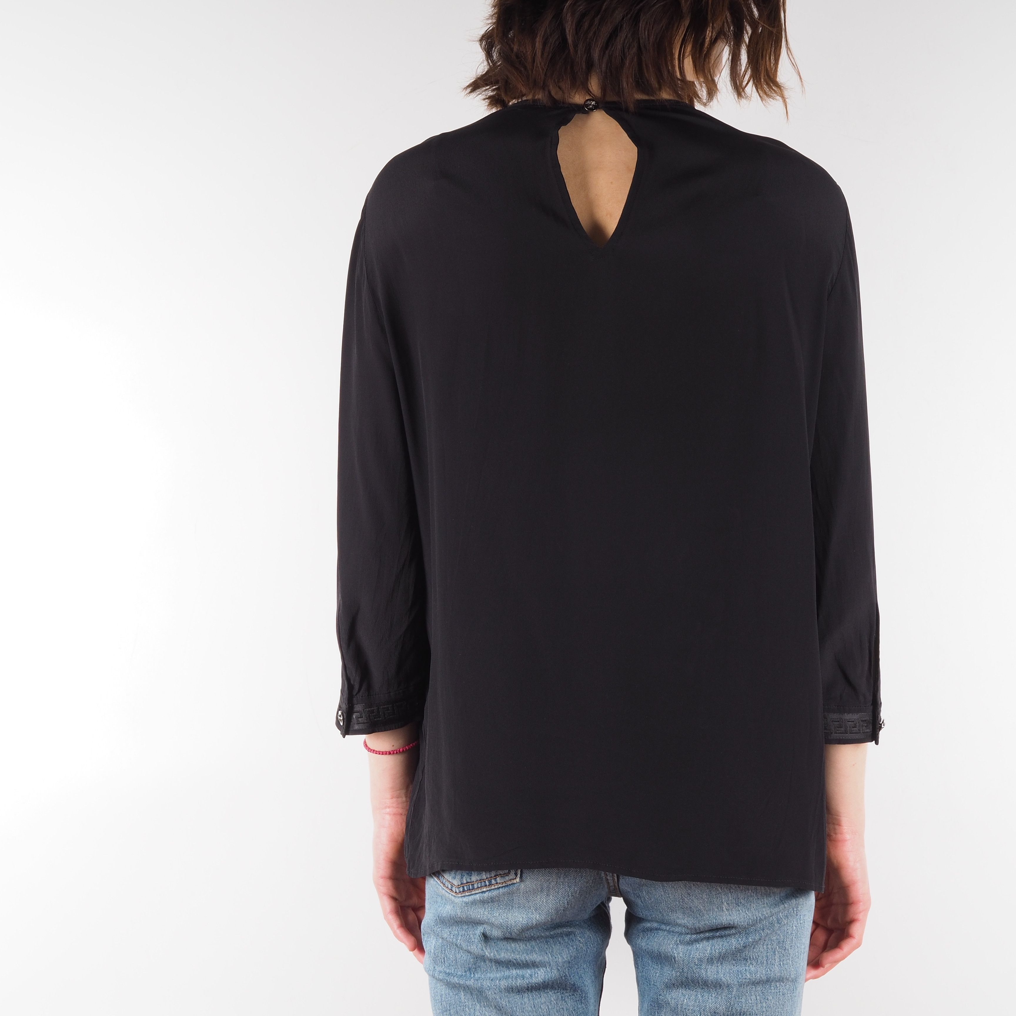 Versace Gianni Versace Black 3/4 Sleeve Monogram Top Blouse Size M / US 6-8 / IT 42-44 - 4 Thumbnail