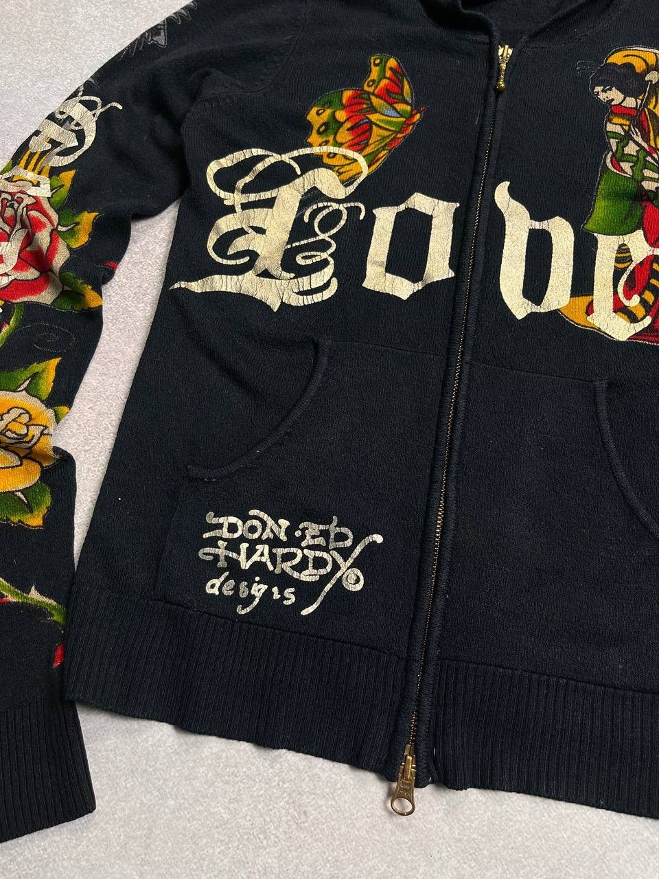 Ed Hardy Vintage Ed Hardy Alloverprint Knit Zip Hoodie Y2K XS Size XS / US 0-2 / IT 36-38 - 7 Thumbnail