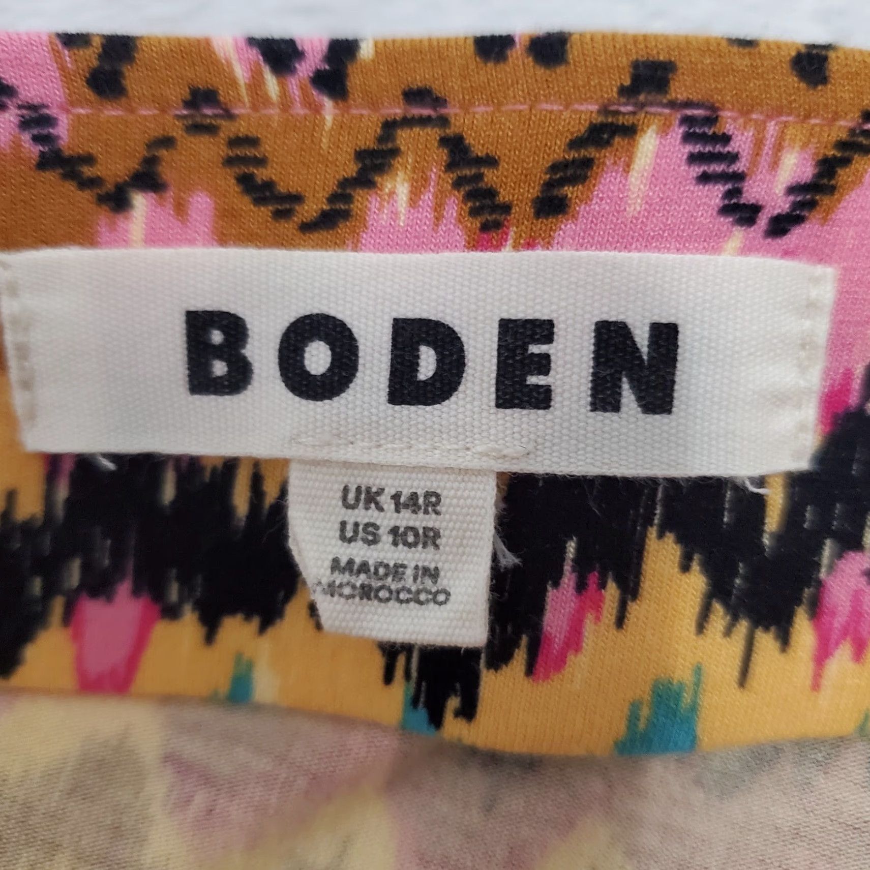 Boden Boden Skirt Women 10 Regular Midi Multicolor Ikat Print Jersey Stretch Elastic Waist Slit Bohemian Size L / US 10 / IT 46 - 3 Thumbnail