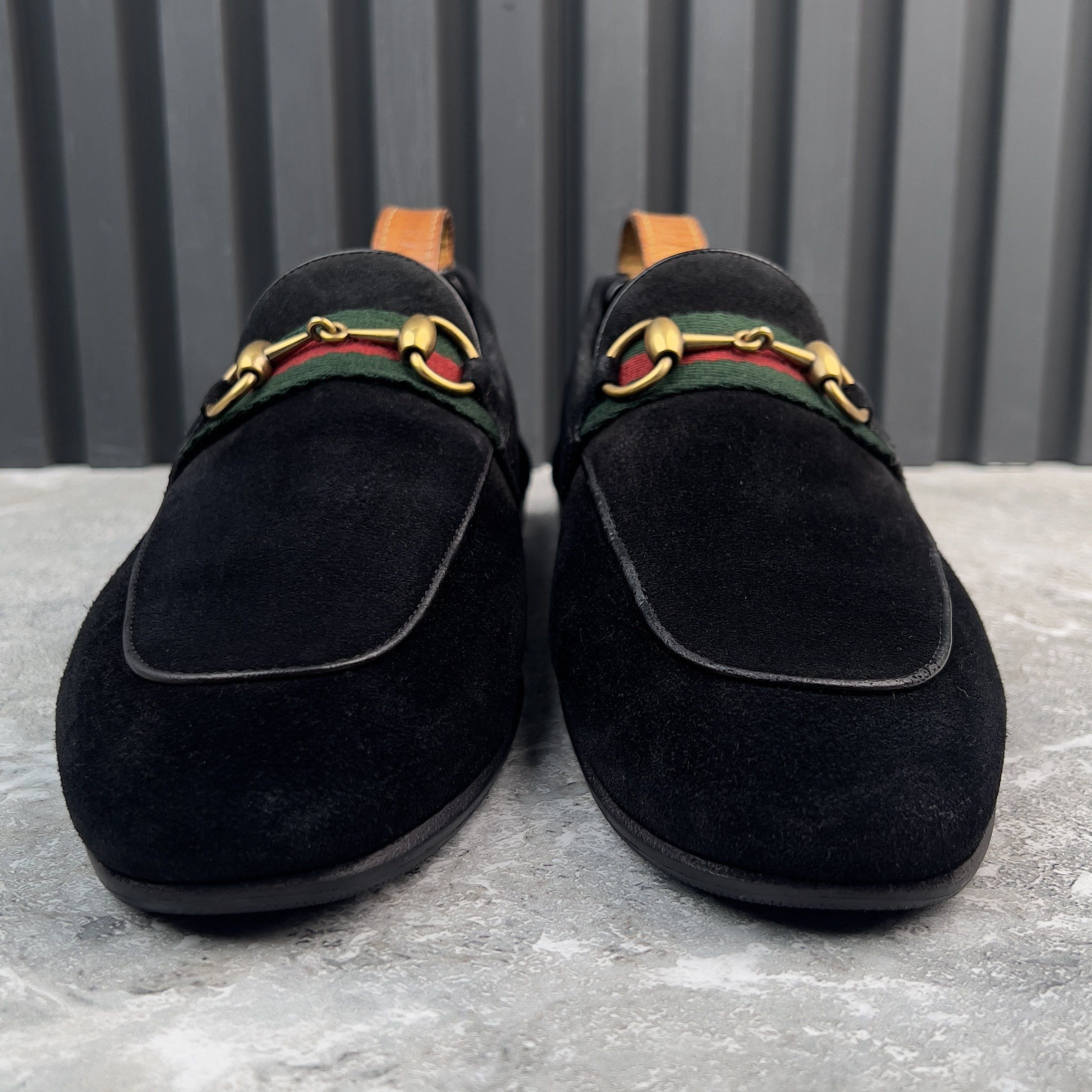 Gucci Jordaan Horsebit Web Loafers Black Suede Size US 9.5 / EU 42-43 - 5 Thumbnail