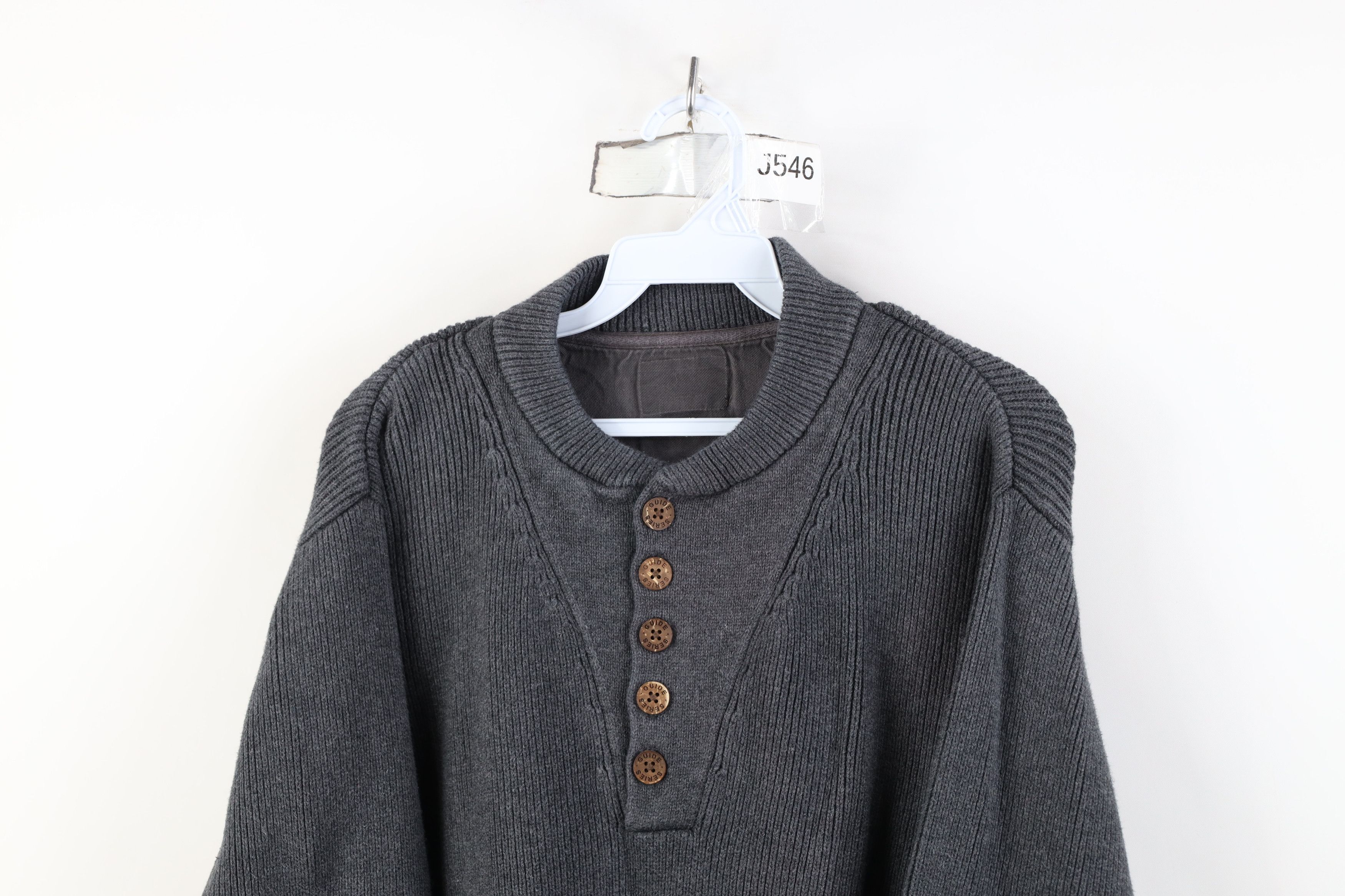 Vintage Vintage 90s Y2K Streetwear Fit Ribbed Knit Henley Sweater Size US M / EU 48-50 / 2 - 2 Thumbnail