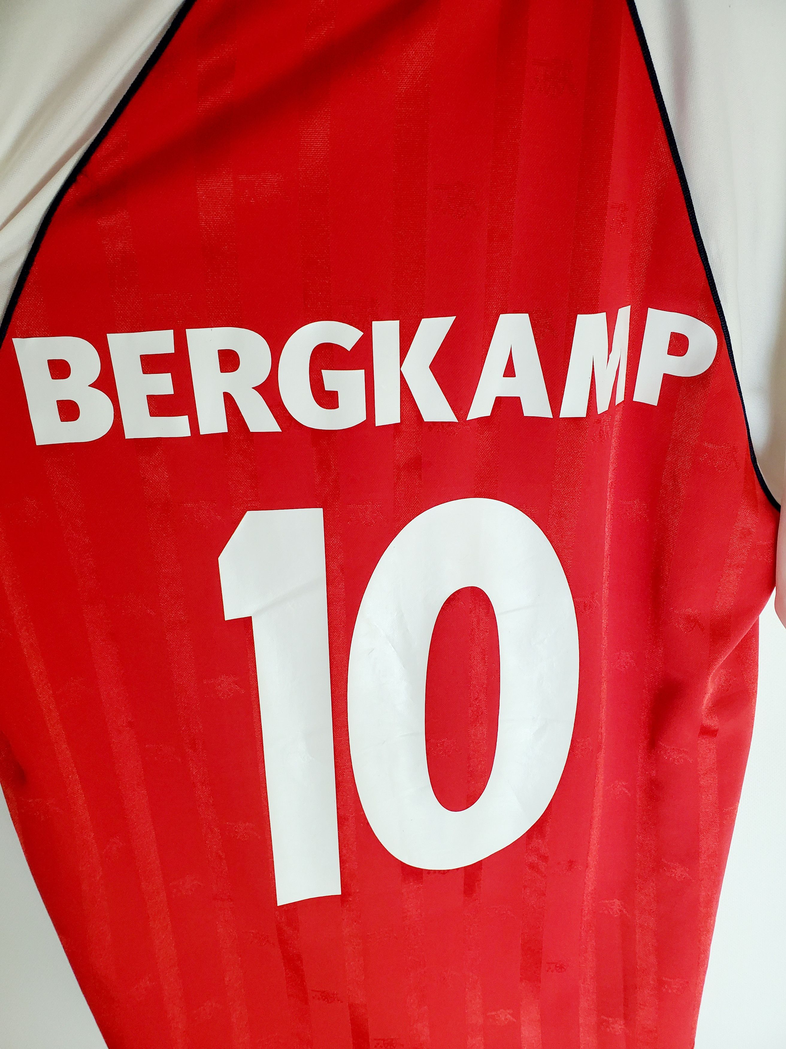 Vintage ARSENAL 1988/1990 HOME Jersey SCORE DRAW # 10 Bergkamp L Size US L / EU 52-54 / 3 - 3 Thumbnail