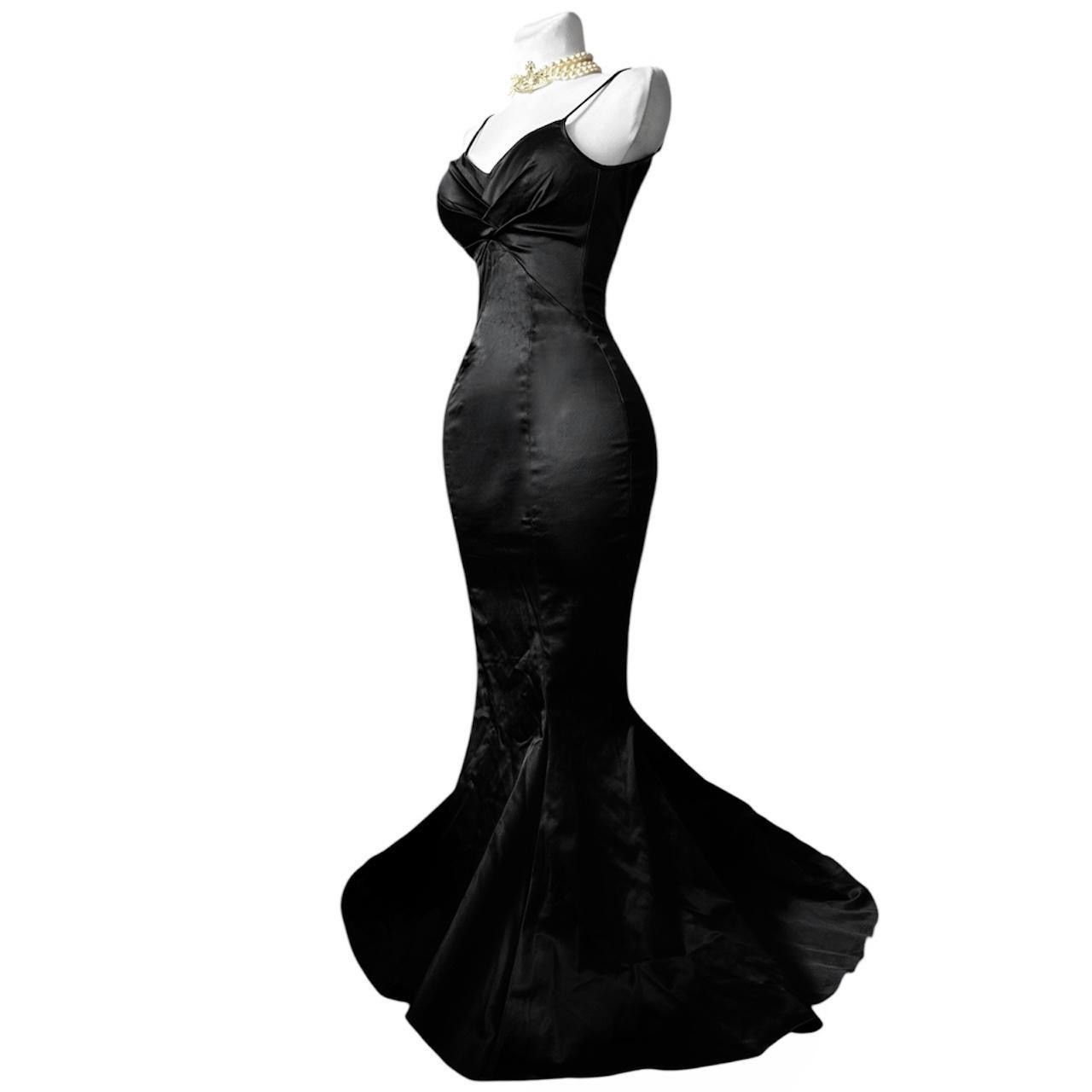 Vintage Iconic black satin draped dress Size S / US 4 / IT 40 - 4 Thumbnail
