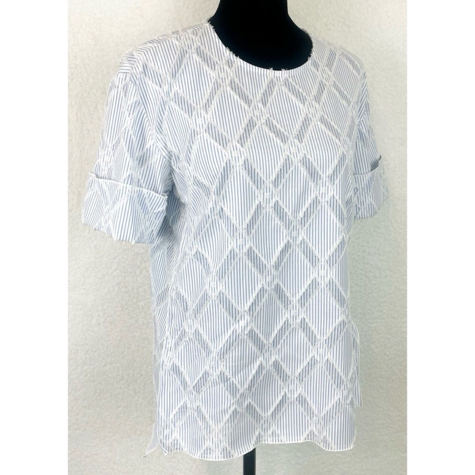 Derek Lam 10 Crosby DEREK LAM • 10 Crosby Striped Frayed Diamond Blouse Size S / US 4 / IT 40 - 11 Thumbnail