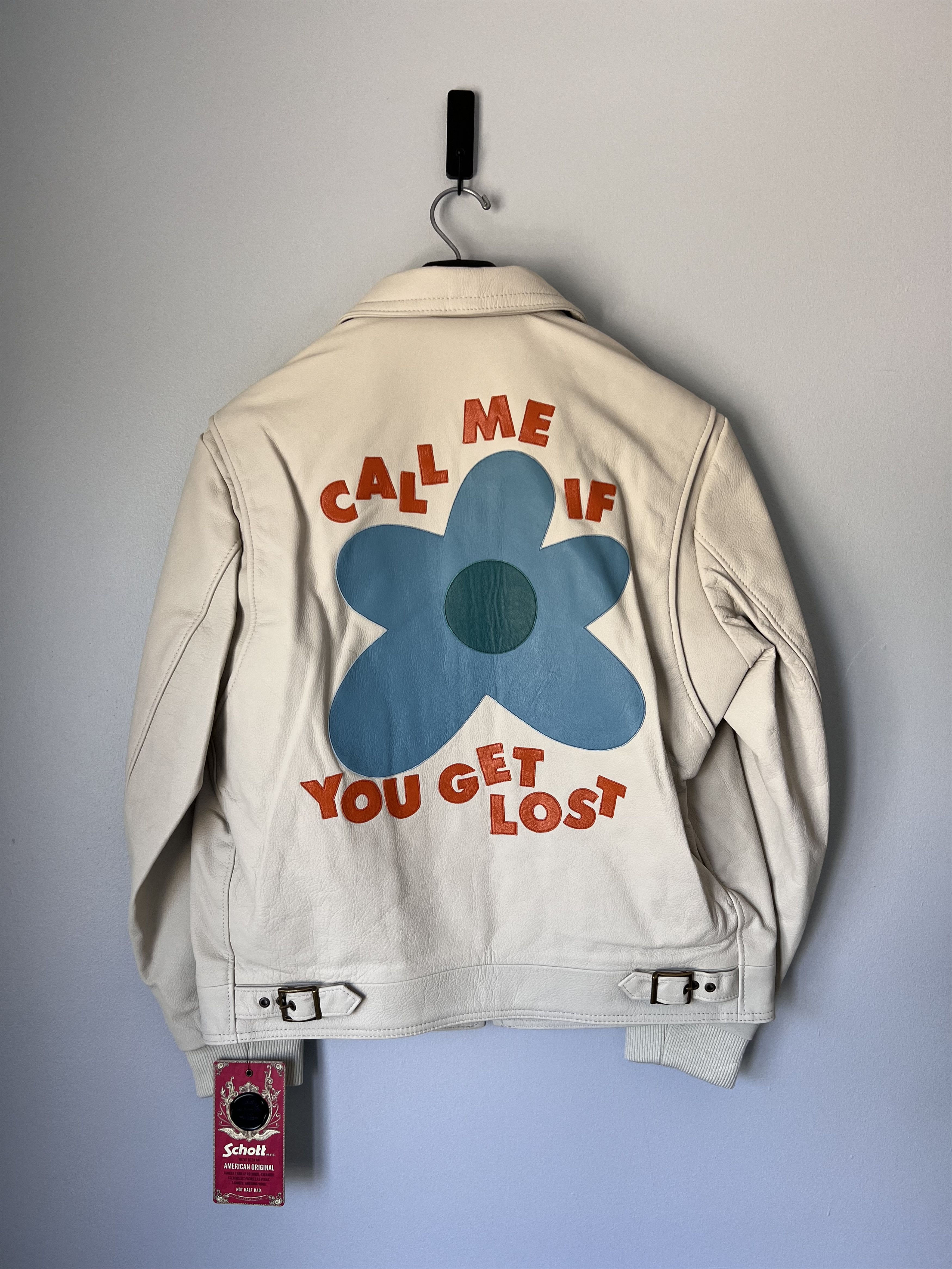 Golf le Fleur Golf le Fleur Schott Call Me Leather Work Jacket in Cream Size US L / EU 52-54 / 3 - 5 Thumbnail
