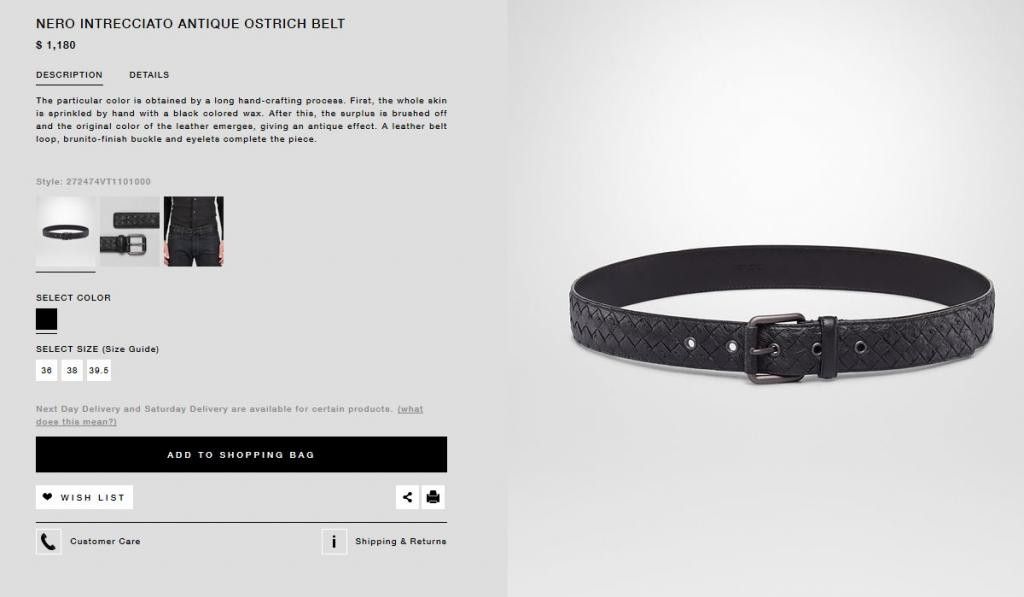 Bottega Veneta Bottega Veneta Intrecciato Ostrich belt Size 38 - 7 Thumbnail