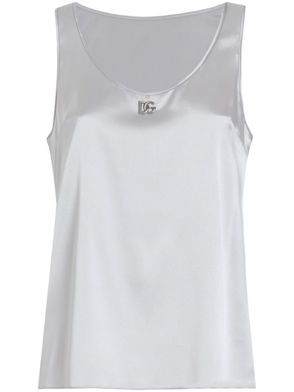 Dolce & Gabbana SILK SATIN TANK TOP WITH DG LOGO PIN Size M / US 6-8 / IT 42-44 - 1 Thumbnail