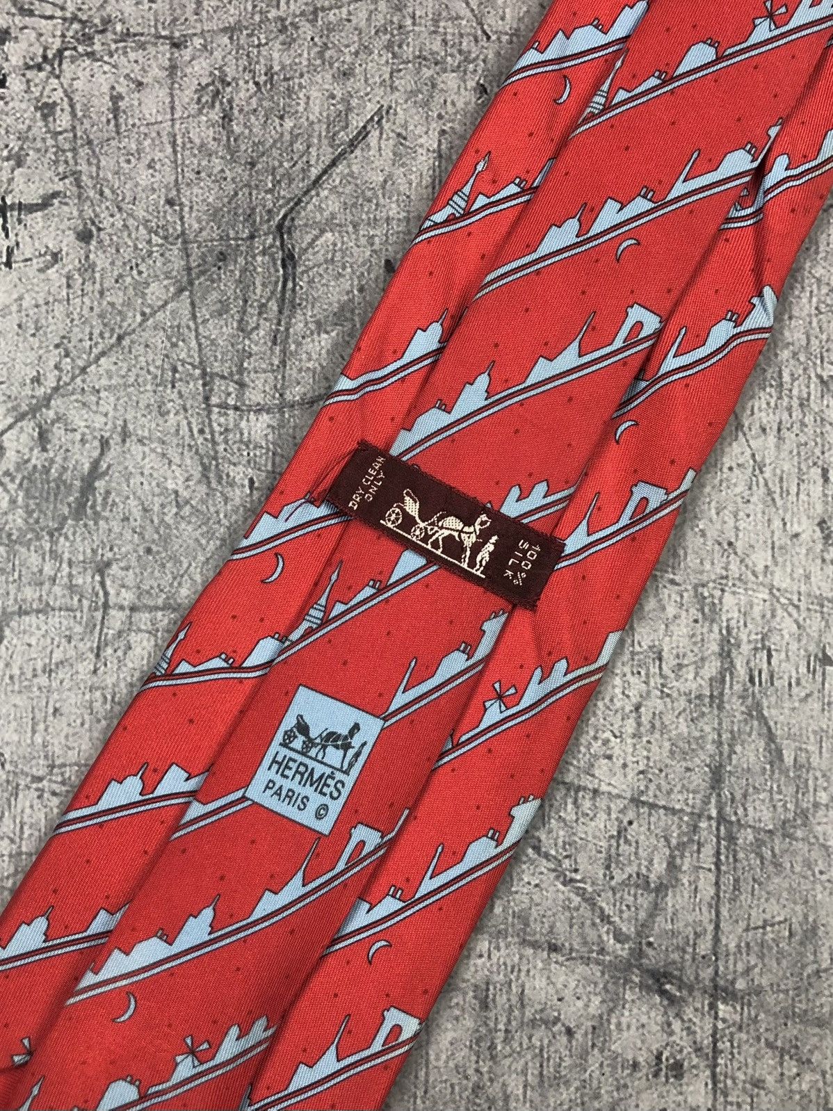 Hermes Hermes Distressed Paris Night Skyline Tie Size ONE SIZE - 1 Thumbnail