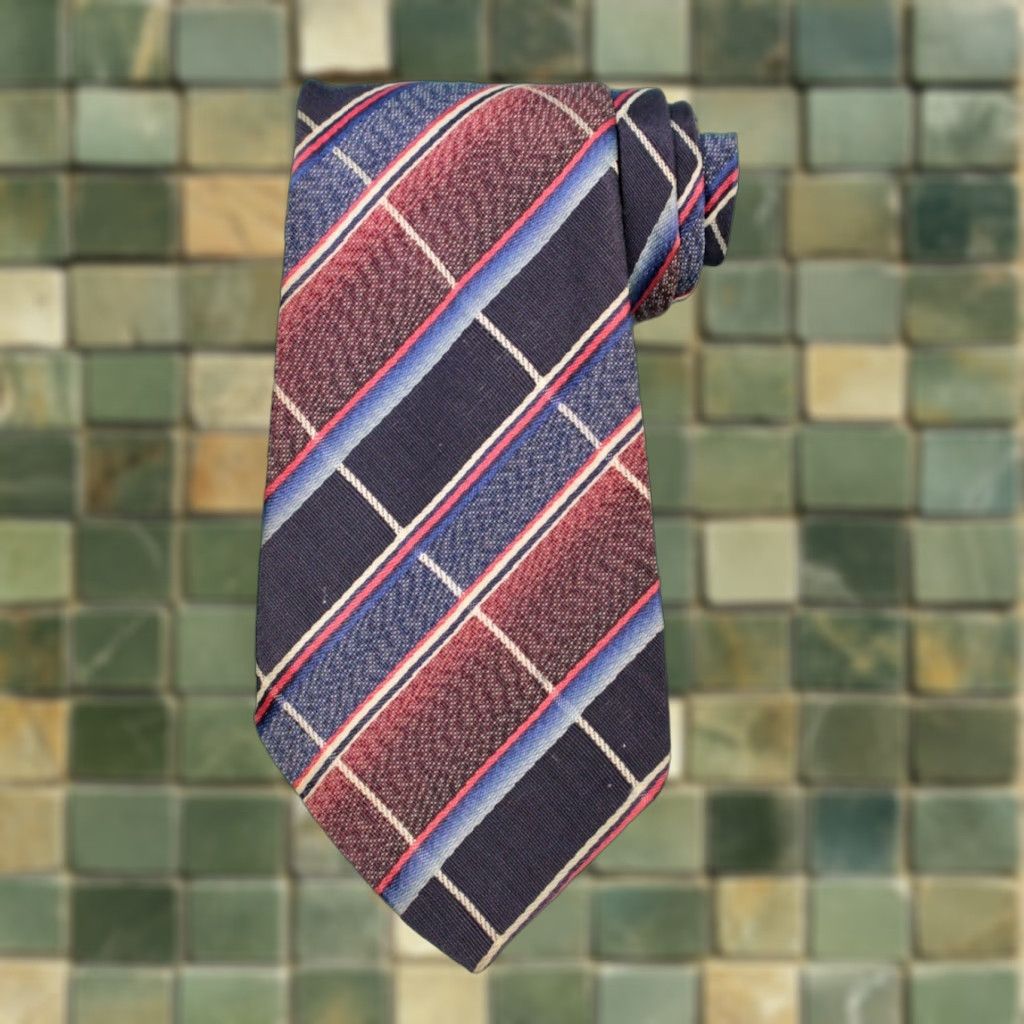 Haband VTG Haband 30s Tie Necktie Men’s Plaid Blue Red 1930s Rayon Size ONE SIZE - 1 Thumbnail