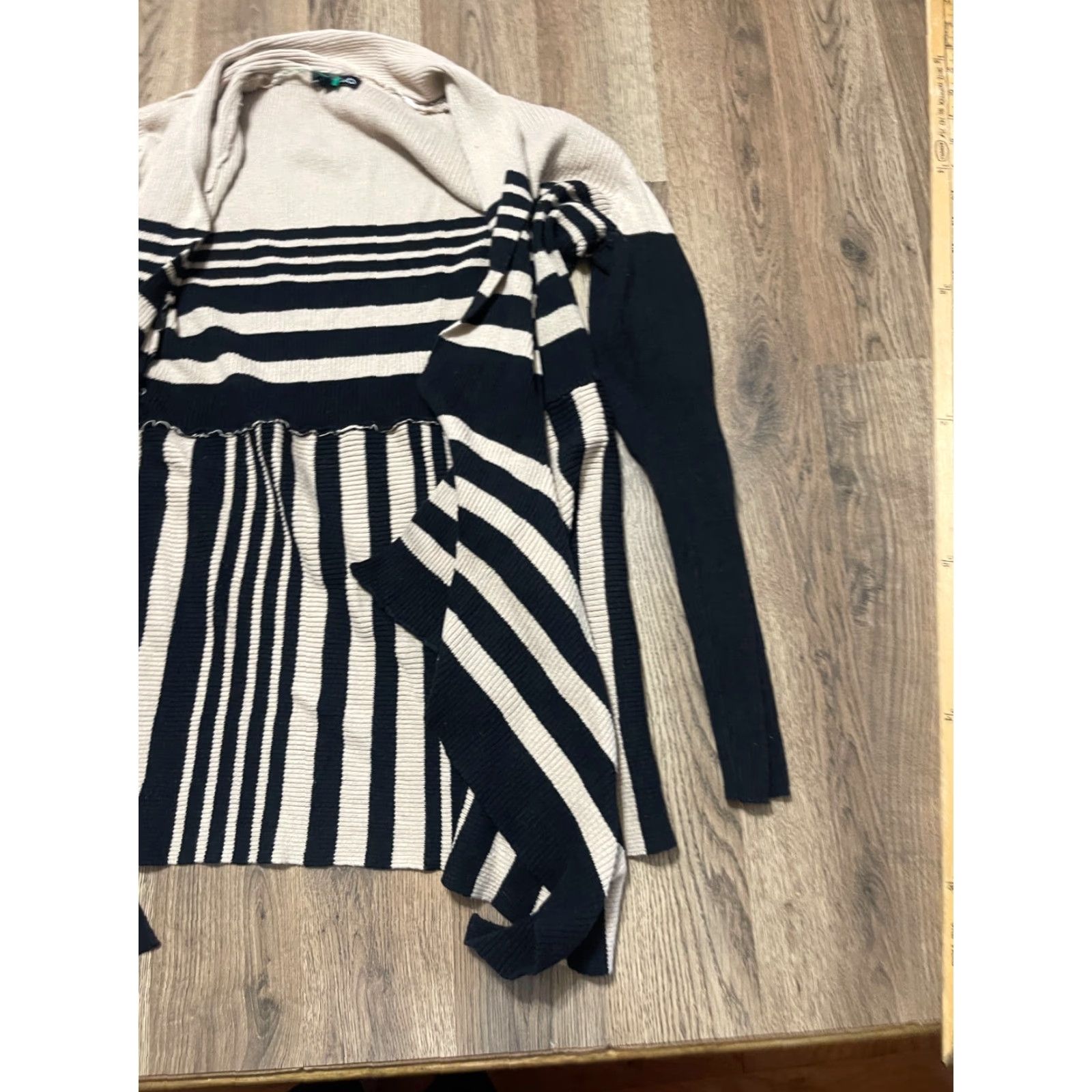 Vintage VINTAGE? No — RXB Cardigan Sweater Ladies Large Black Brown Open Long Sleeve Knit Acrylic Regular Fit Size L / US 10 / IT 46 - 4 Thumbnail