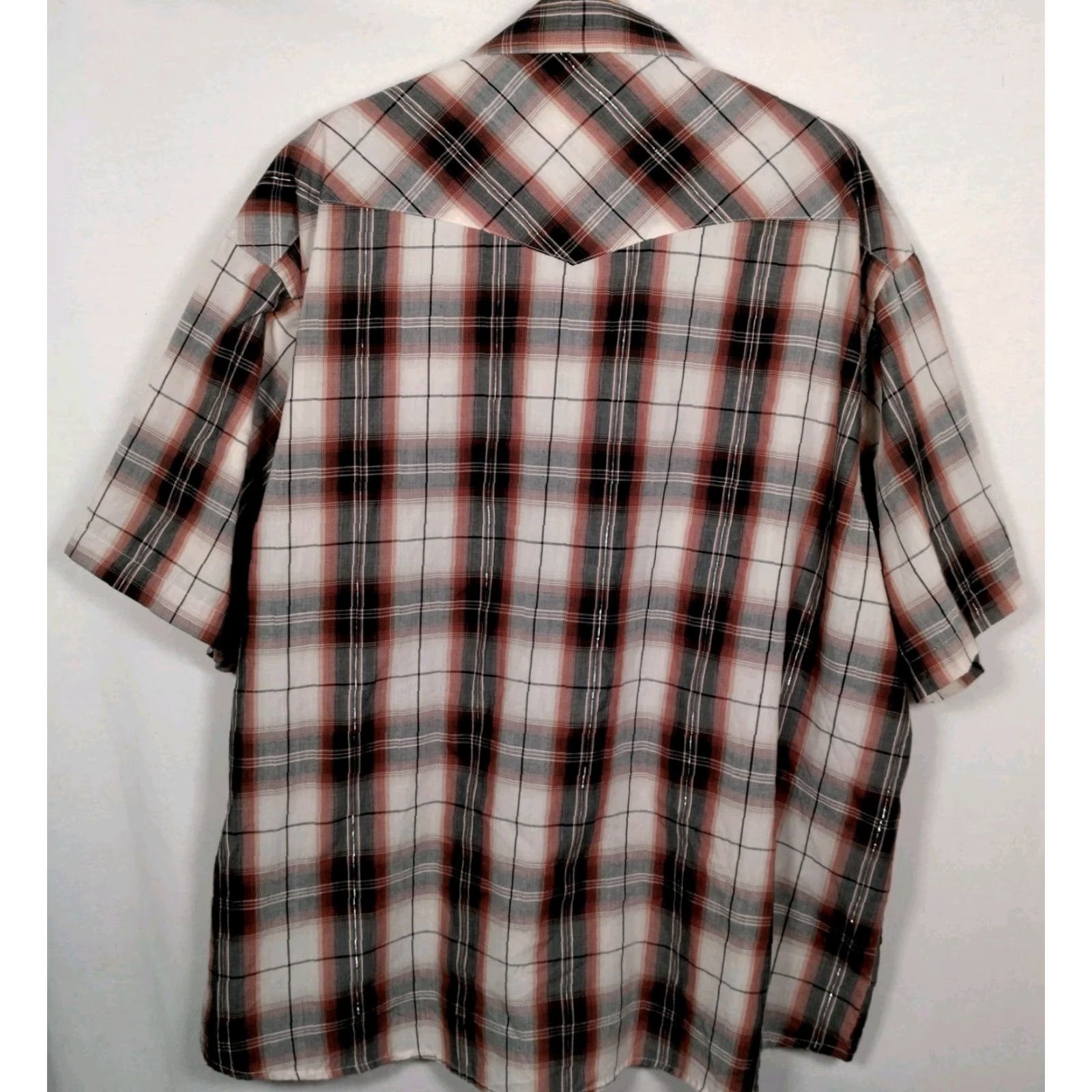 Vintage VINTAGE Rustler Shirt Western Button-Up Plaid 3XL Men Brown Short Sleeve Pearl Snap Sawtooth Pockets Rodeo Cowboy Size US XXL / EU 58 / 5 - 4 Thumbnail