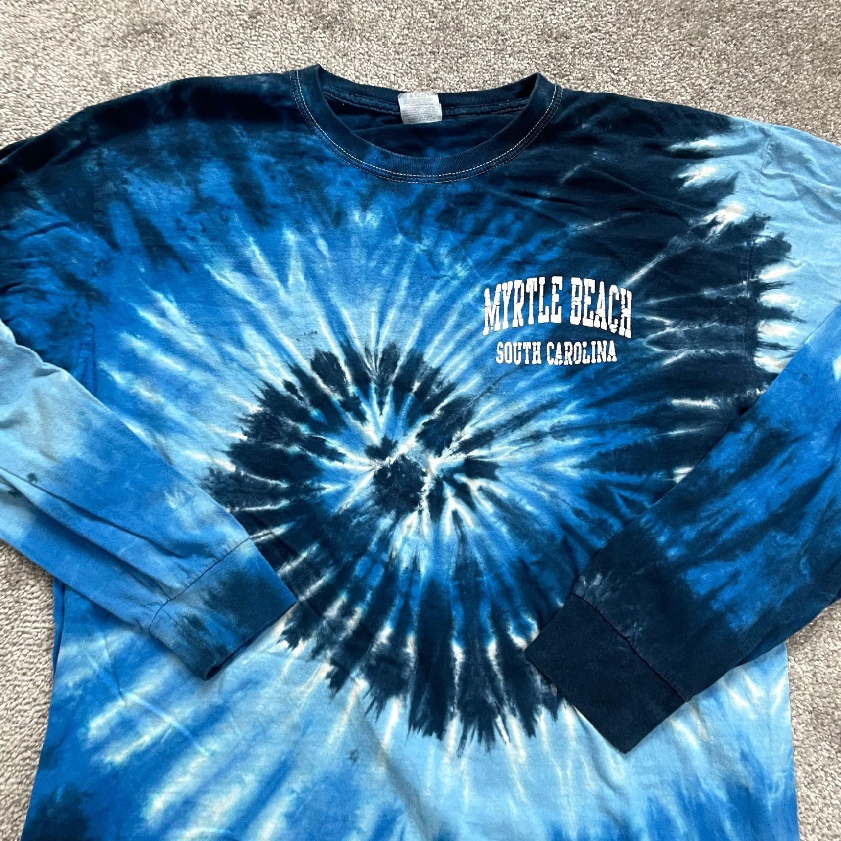 Fruit Of The Loom Fruit Of the Loom Tie Dye Tee Unisex Large Blue Long Sleeve T-Shirt Beach Casual Shirt Mens Size US L / EU 52-54 / 3 - 3 Thumbnail