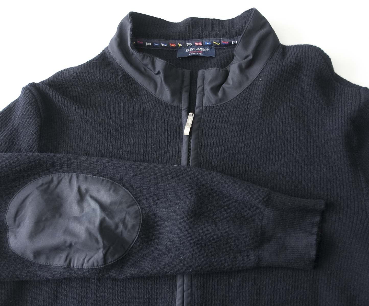 Saint James Saint James Sweater Full Zip Elbow Patch Size L Blue Wool Size US L / EU 52-54 / 3 - 2 Thumbnail