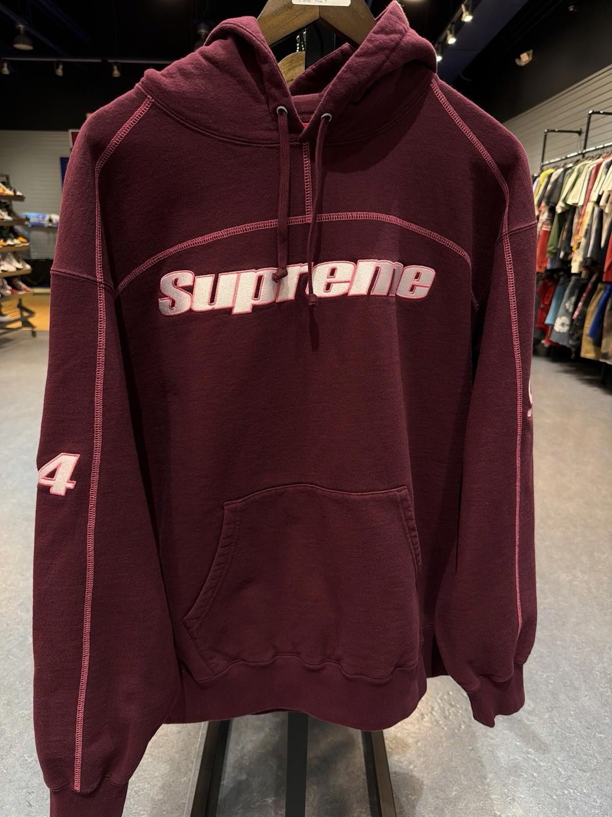 Supreme Size Large Supreme Overlock Hooded Sweatshirt Burgundy NEW Size US L / EU 52-54 / 3 - 4 Thumbnail