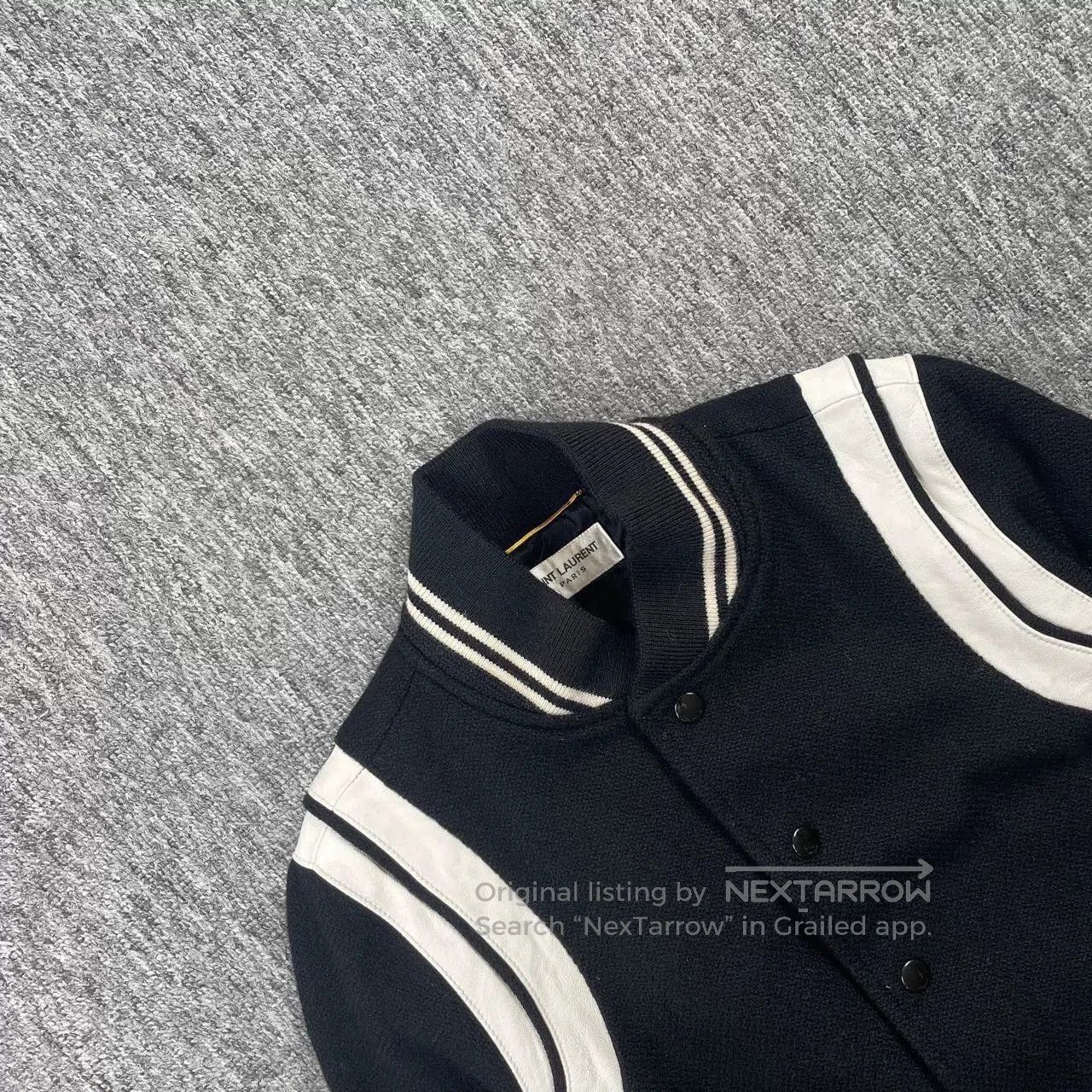 Saint Laurent Paris Saint Laurent Black Striped Varsity Jacket. Size US M / EU 48-50 / 2 - 3 Thumbnail