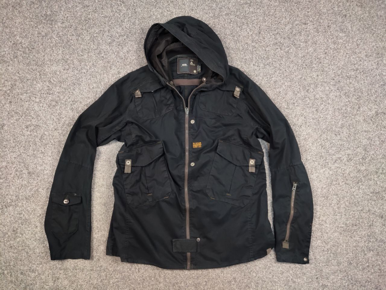 G-Star × Vintage Vintage 90's G Star Raw Military Zip Pocket Black Jacket Size US XL / EU 56 / 4 - 7 Thumbnail