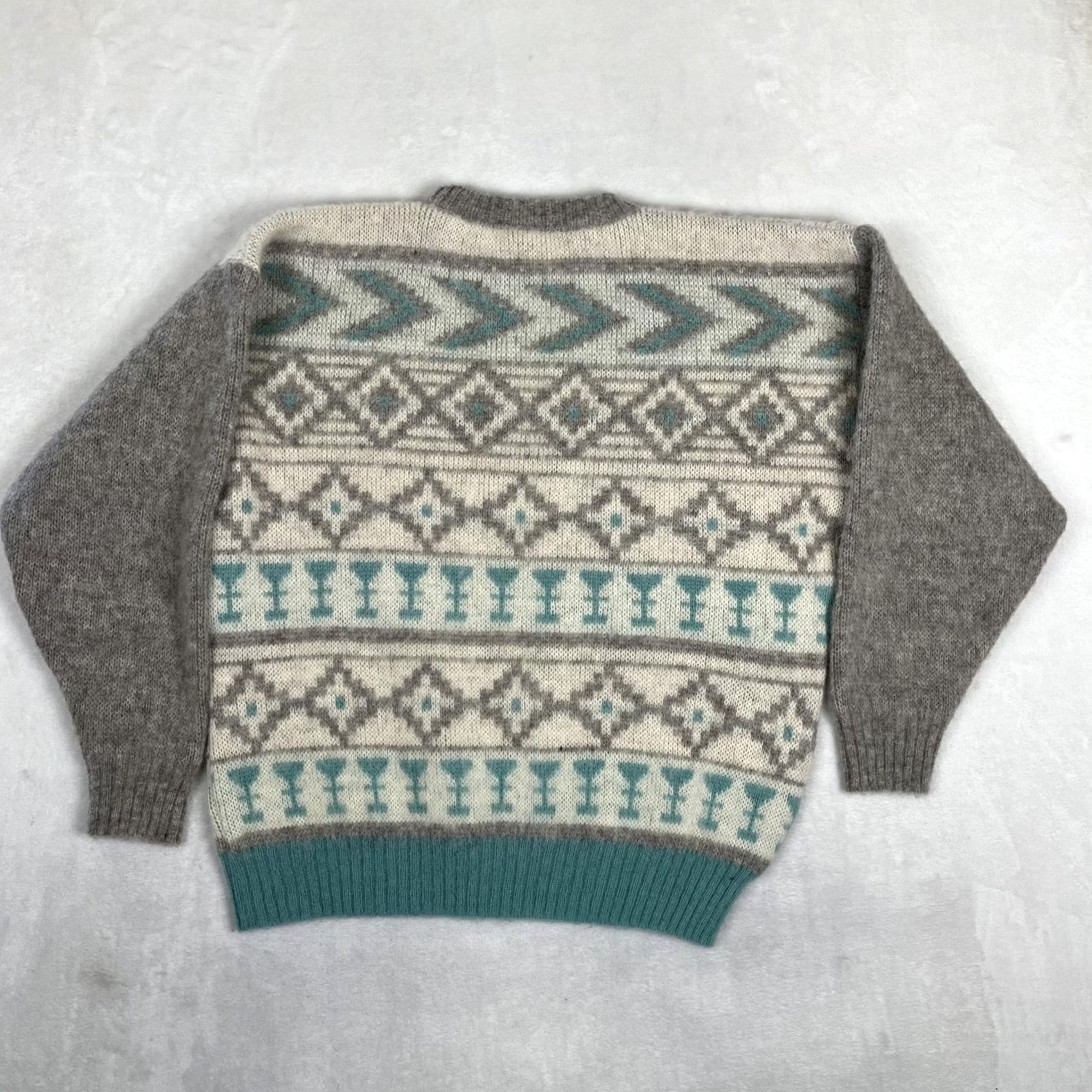 Vintage VINTAGE Alafoss Sweater Mens Large Gray Wool Fair Isle Icelandic Nordic Knit Size US L / EU 52-54 / 3 - 6 Thumbnail
