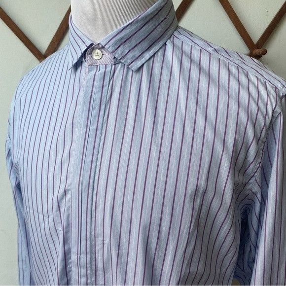 Just Cavalli Just Cavalli Pinstriped Hidden Button Shirt Made in Italy Size US L / EU 52-54 / 3 - 2 Thumbnail