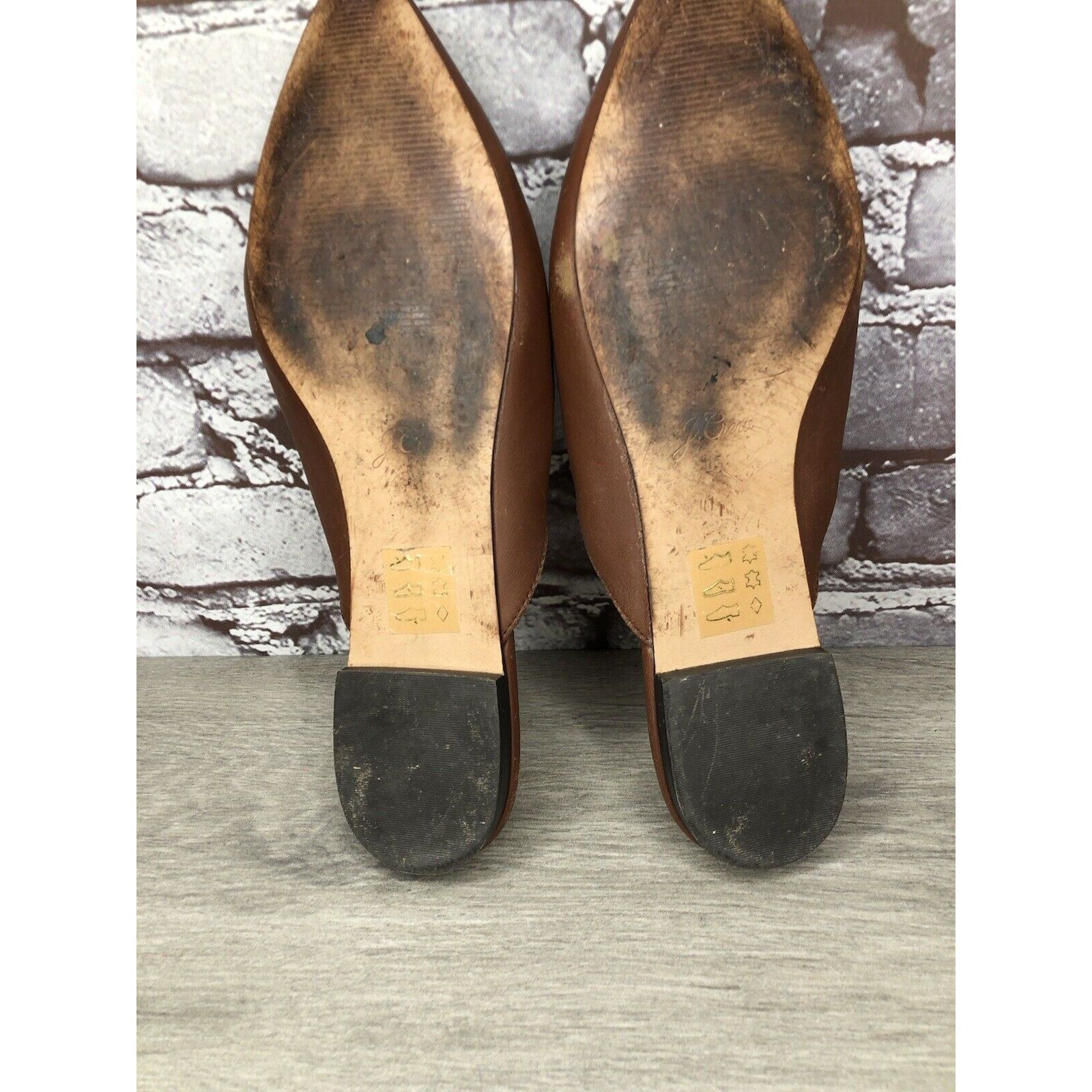 Other J Crew Brown Leather Pointed Toe Slip On Mules Flats Shoes W Size US 8.5 / IT 38.5 - 23 Thumbnail