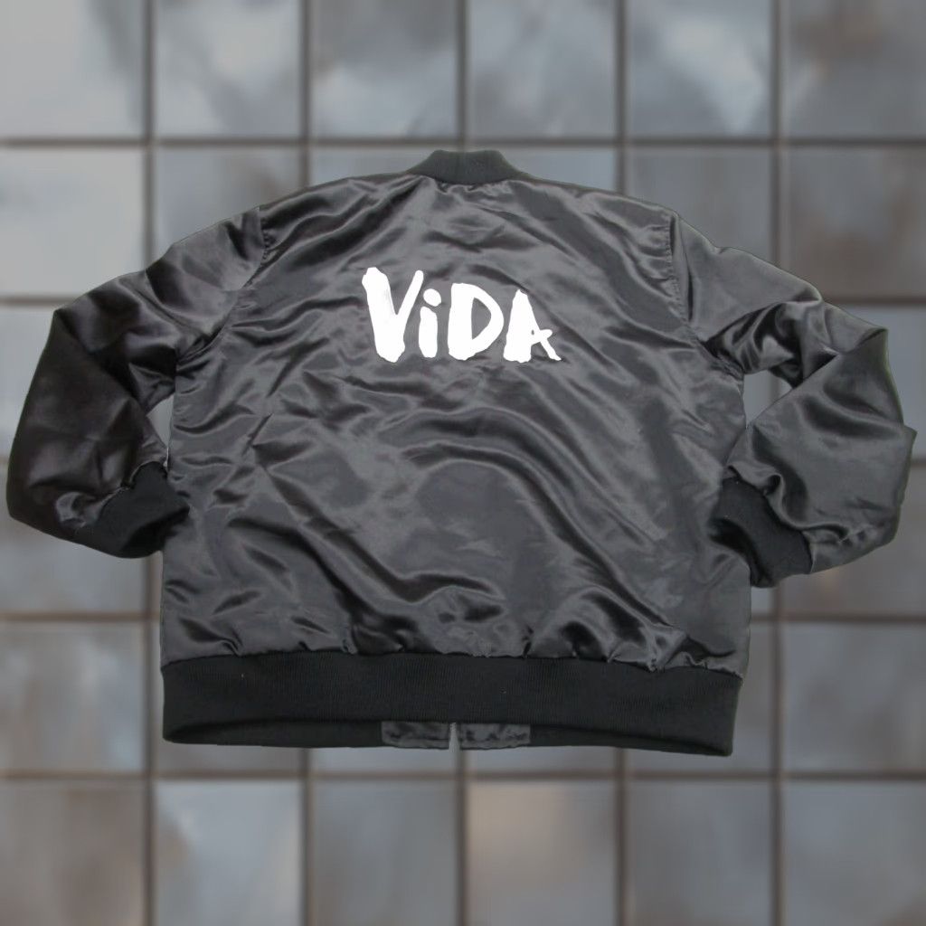 Sichel Jacket Mens 2XL Black Satin Bomber Coat Vida Show TV Cast Crew Adult