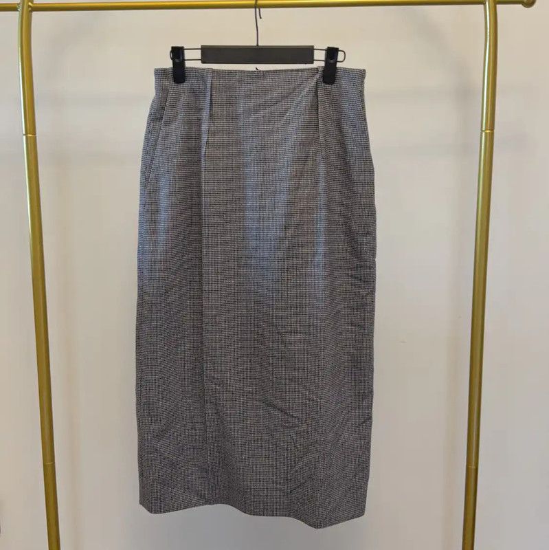 Fendi Black Cotton Blend Checkered Midi Skirt 0089