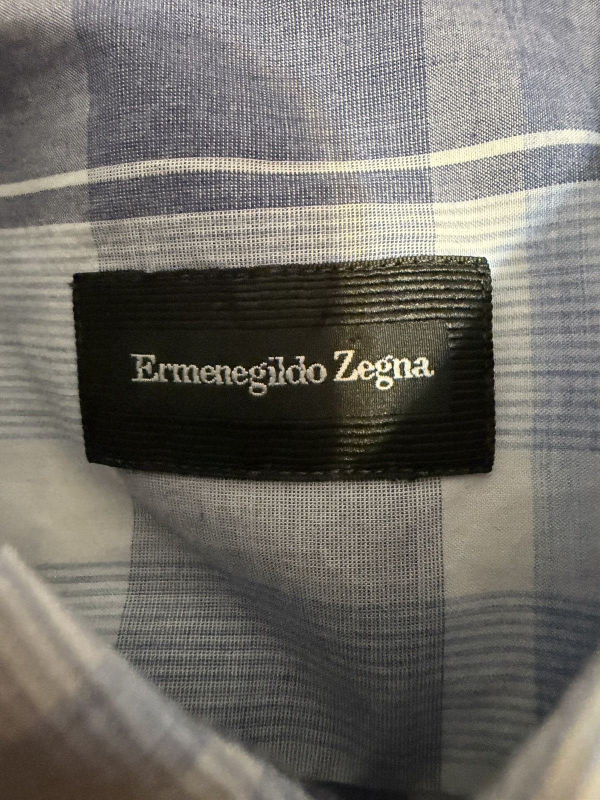 Ermenegildo Zegna Ermenegildo Zegna Blue and White Plaid Button Down Shirt Size US XL / EU 56 / 4 - 3 Thumbnail