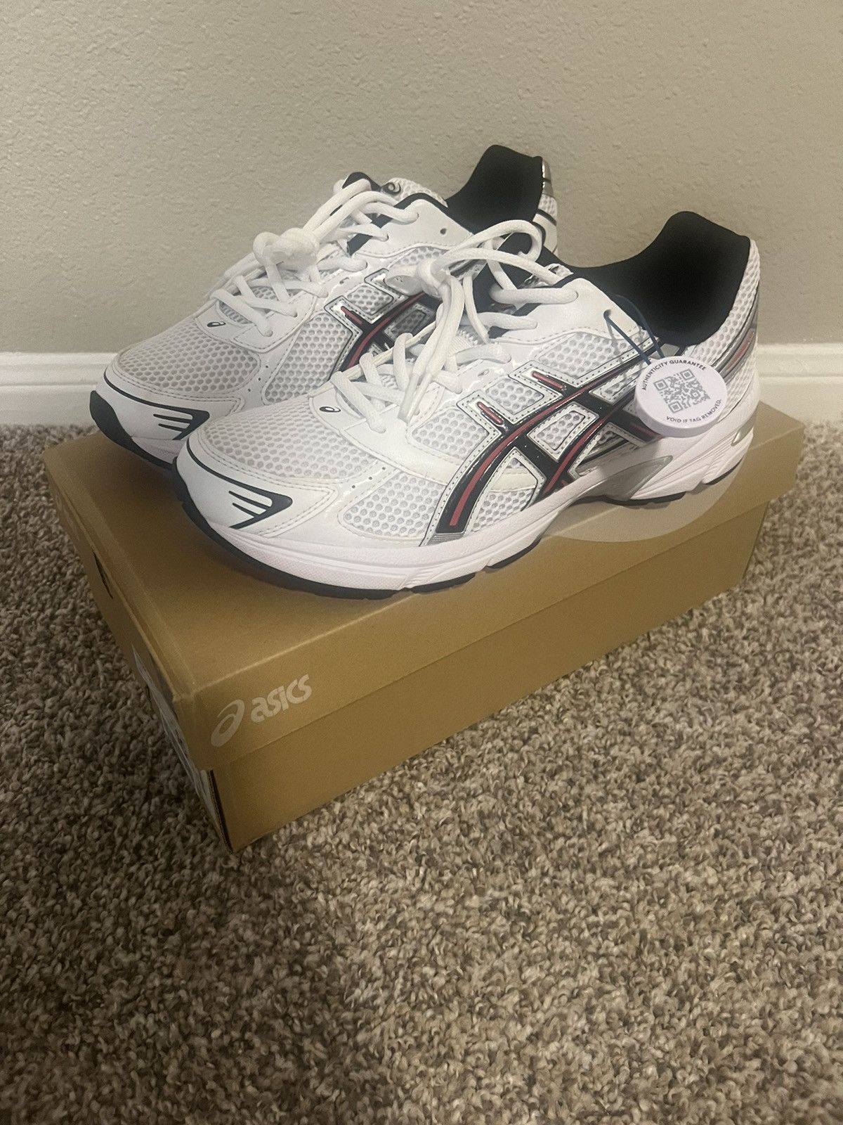 Asics Asics Gel 1130 White Red Electric Size US 10 / EU 43 - 2 Thumbnail