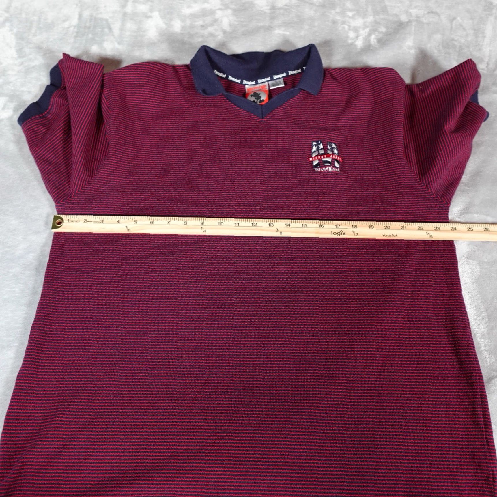 Disney VINTAGE Disney Mickey Jeans Polo Shirt Mens XL Striped Red 90s Logo Embroidered Short Sleeve Classic Fit Size US XL / EU 56 / 4 - 6 Thumbnail