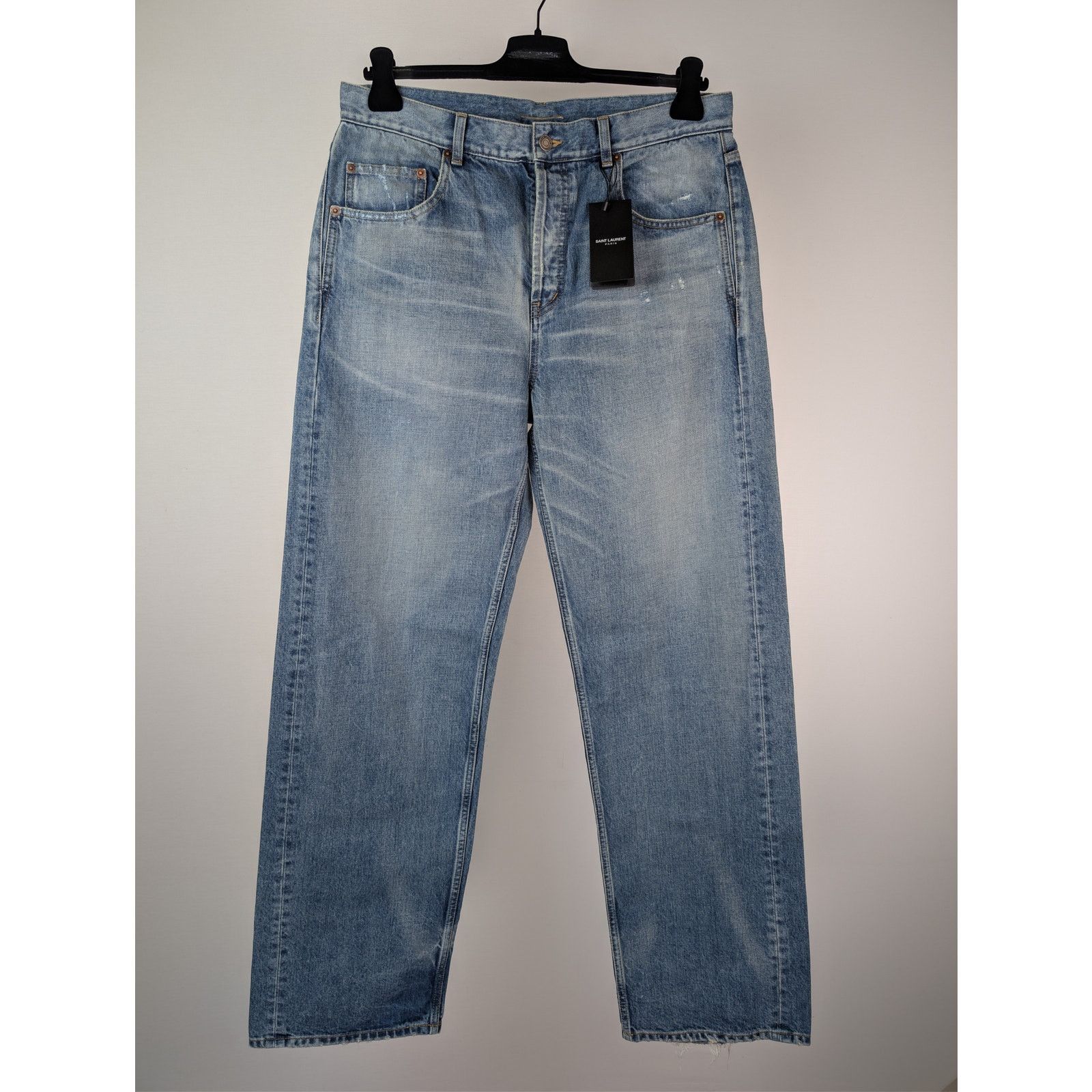 Saint Laurent Paris o1rshd1 Adjusted Maxi Long Baggy Denim Jeans Charlotte Blue Size US 32 / EU 48 - 8 Thumbnail