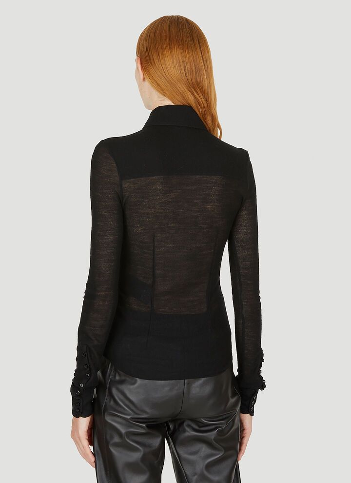 Saint Laurent Paris o1bcso1str0325 Fitted Shirt In Wool Jersey in Black Size XL / US 12-14 / IT 48-50 - 4 Thumbnail