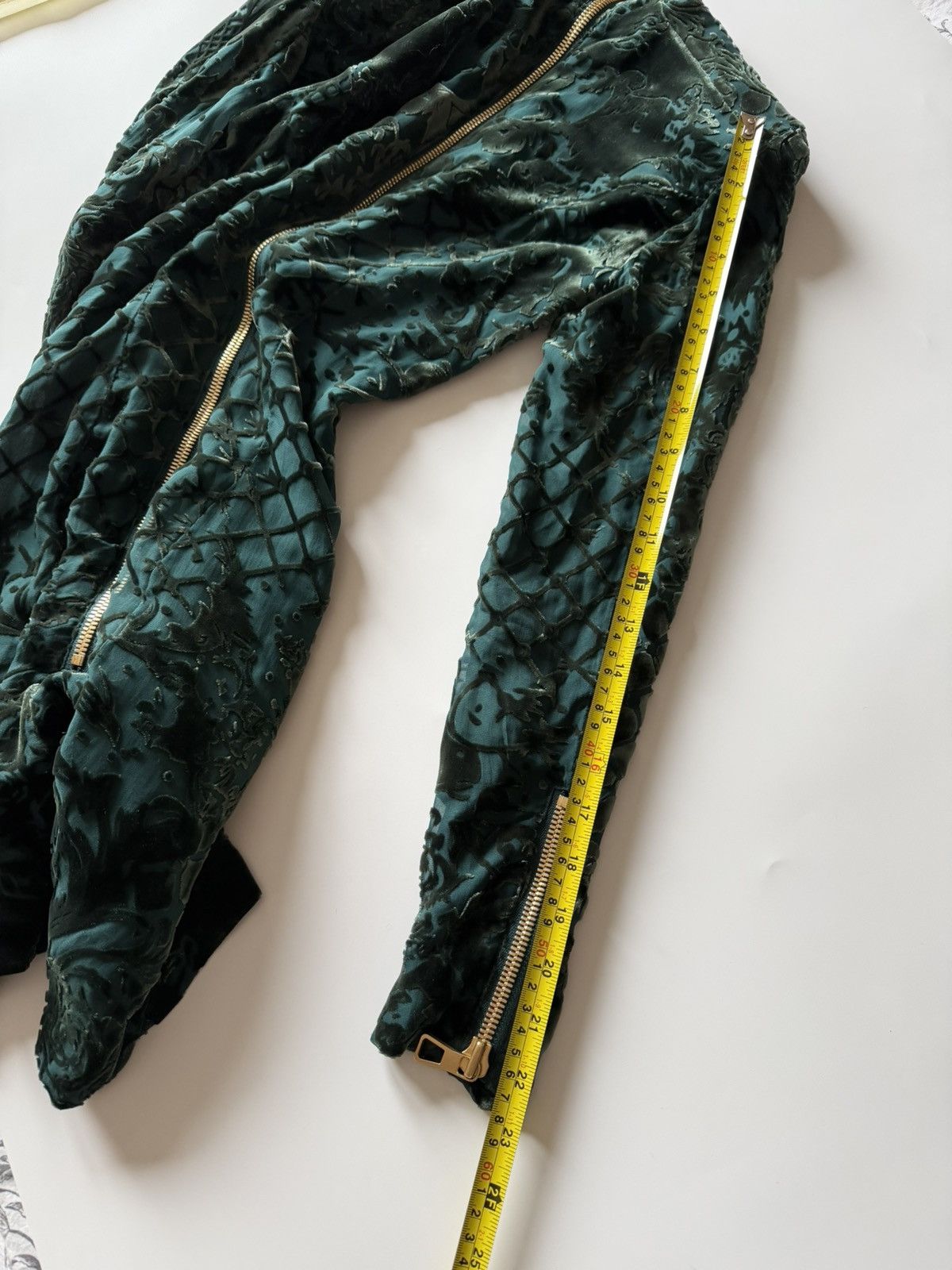 Balmain × H&M BALMAIN X H&M Velvet Green Dress Tunic Silk Long Sleeve Size XS / US 0-2 / IT 36-38 - 21 Thumbnail