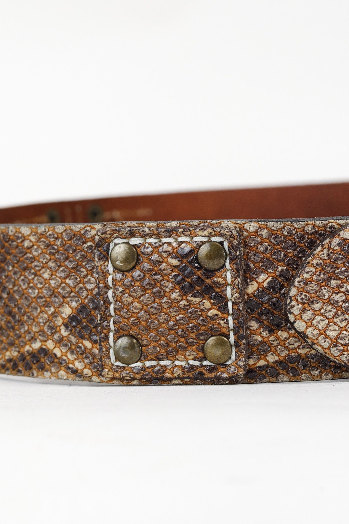 Just Cavalli Just Cavalli Brown Snakeskin-Texture Logo-Buckle Belt Size ONE SIZE - 4 Thumbnail
