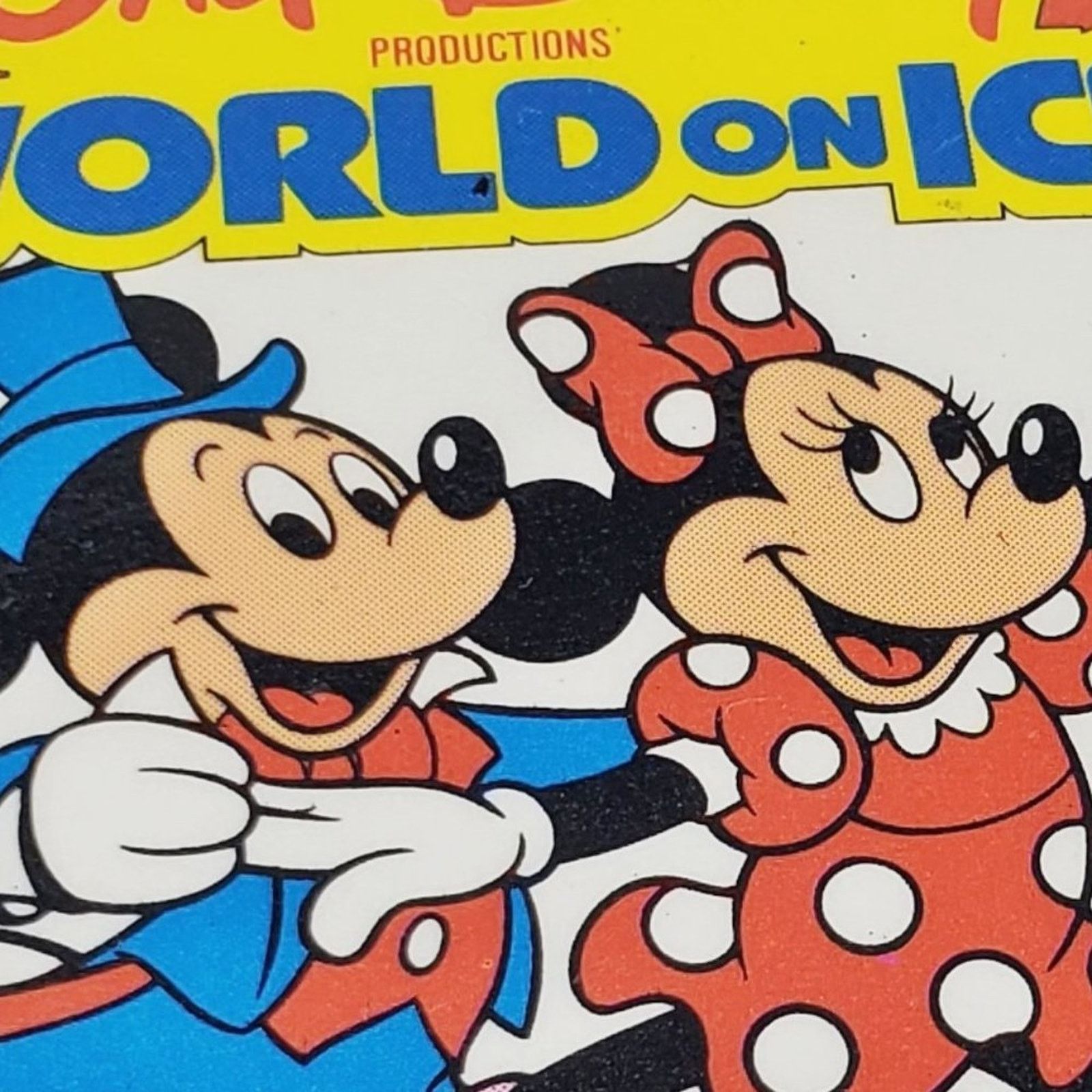 Disney VTG 80s Disney Production Word on Ice Minnie & Mickey Button Size ONE SIZE - 2 Thumbnail