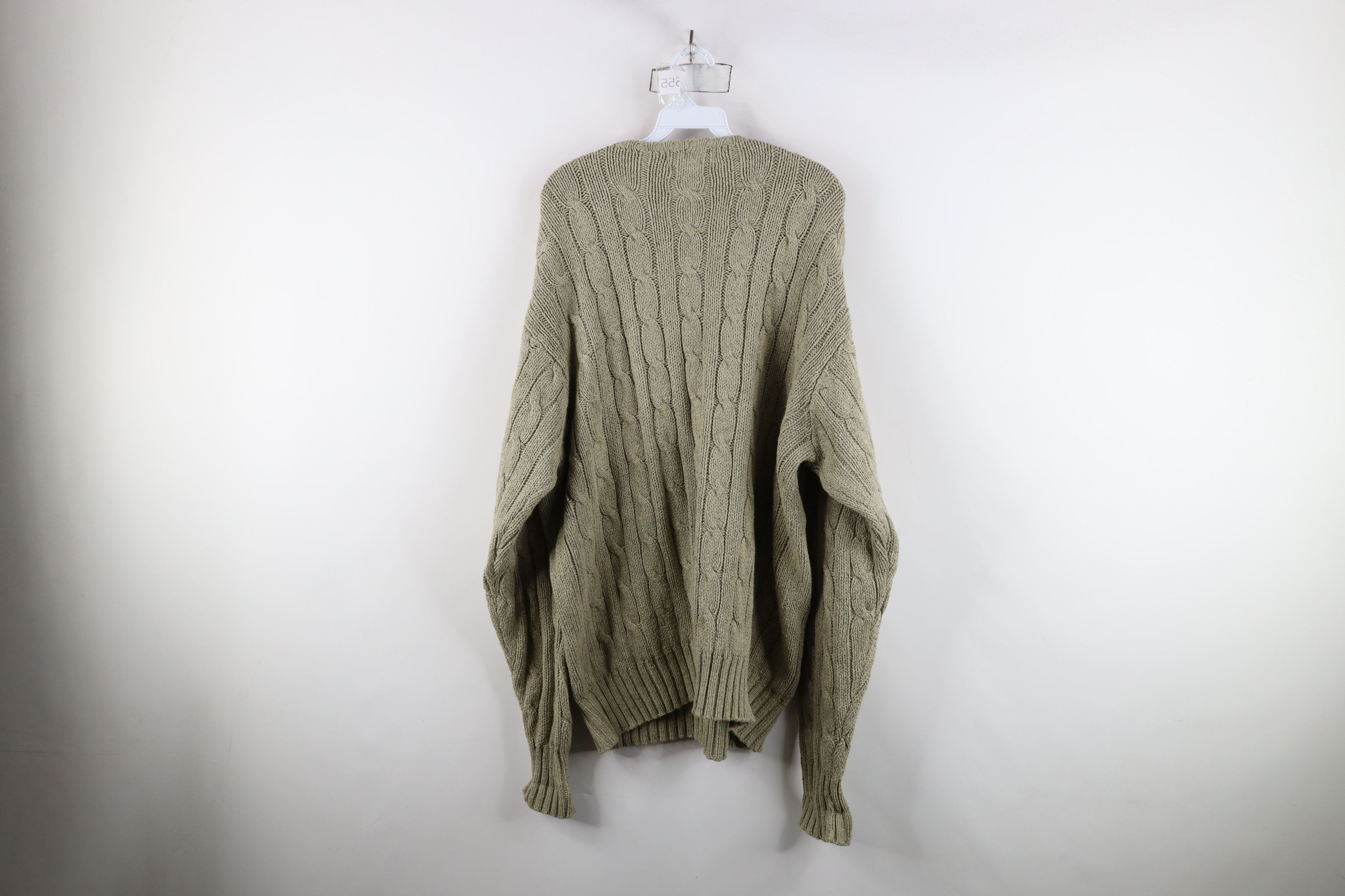 Polo Ralph Lauren Vintage 90s Ralph Lauren Cable Knit Crewneck Sweater Green Size US XL / EU 56 / 4 - 9 Thumbnail