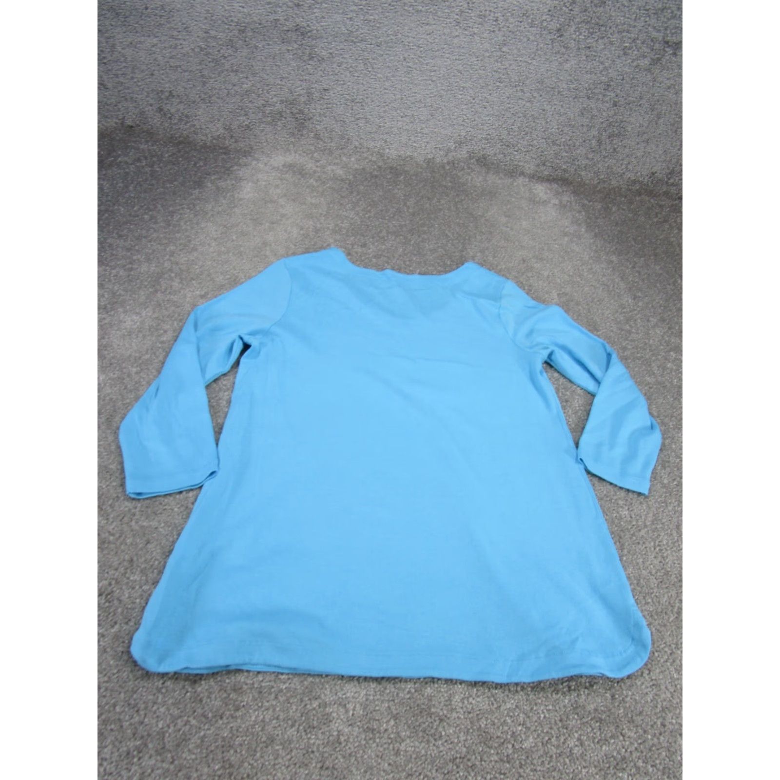 J. Jill VINTAGE J. Jill T-Shirt Womens XSP Petite Blue Cotton V-Neck Long Sleeve Casual Size XS / US 0-2 / IT 36-38 - 3 Thumbnail
