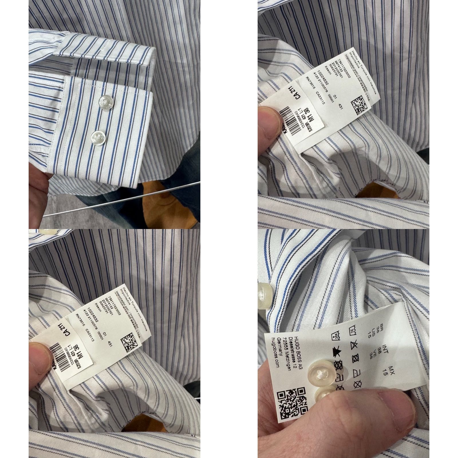 Hugo Boss Hugo Boss Shirt Long Sleeve Blue White Stripe Small Slim 15 x 33/34 s Mens Size US S / EU 44-46 / 1 - 8 Thumbnail