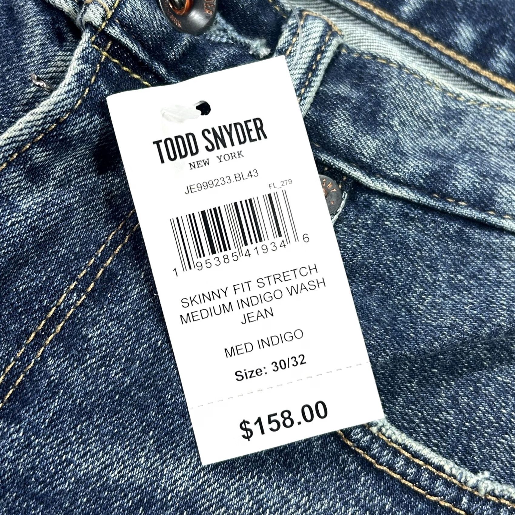 Todd Snyder Todd Snyder Jeans Mens 30x32 Medium Indigo Skinny Fit Stretch 5 Pocket Denim NEW Size US 30 / EU 46 - 6 Thumbnail