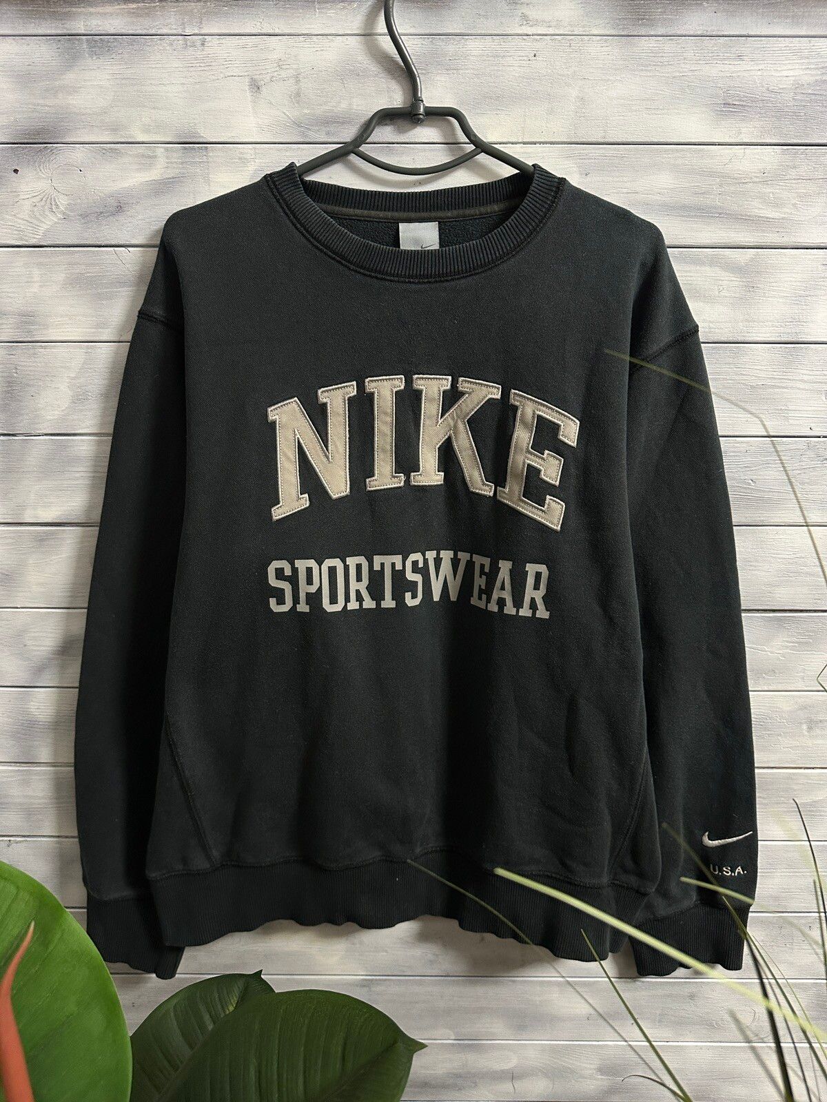 Pre-owned Nike X Vintage Sweatshirt Nike Sportswear Usa Swoosh Drill Y2k In Black