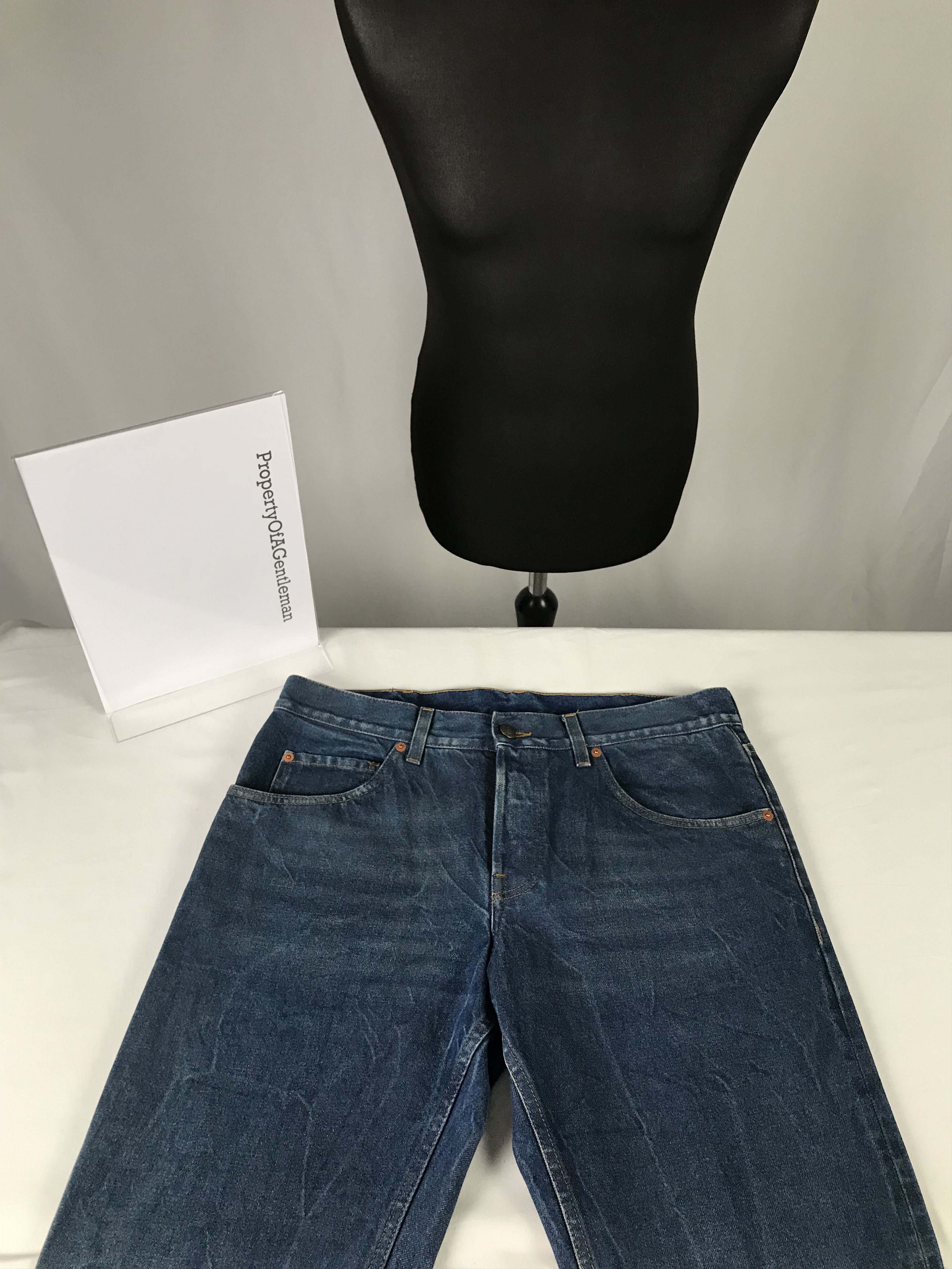 Gucci Gucci Blue Jeans With Red Embroidered Text Size US 34 / EU 50 - 4 Thumbnail