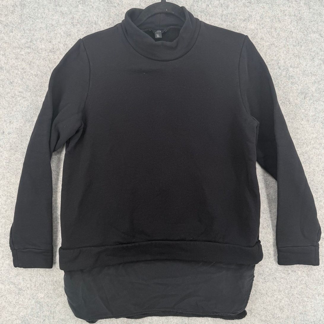 Cos COS Layered Soft Cotton Silk Black Mock Neck Sweatshirt Size S / US 4 / IT 40 - 1 Thumbnail