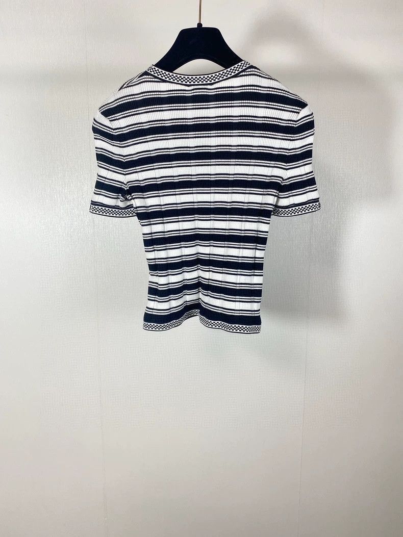 Chanel Chanel Striped Knit Short Sleeve Top -2505 Size US S / EU 44-46 / 1 - 2 Thumbnail
