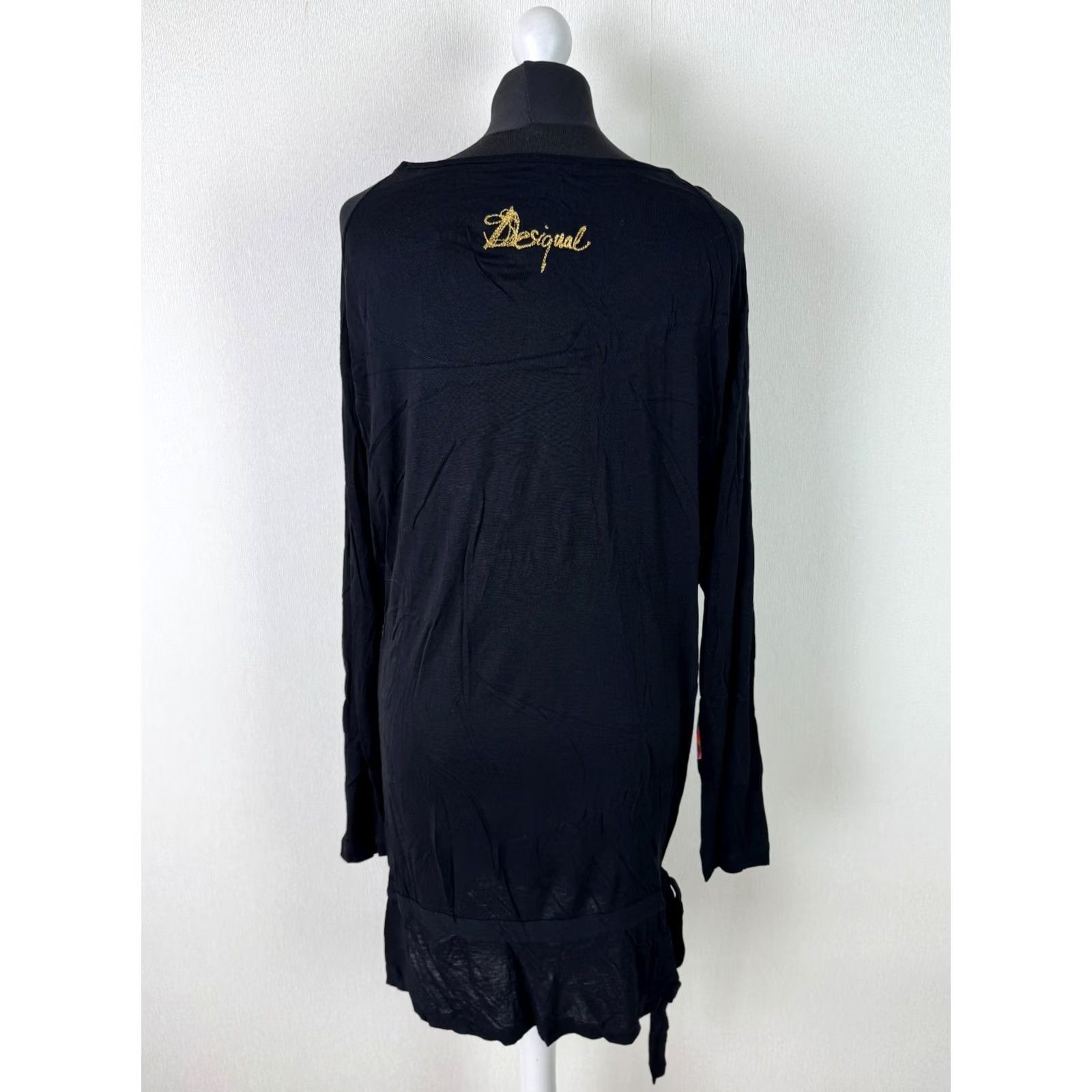 Desigual Desigual Shirt Womens XXL Black Long Sleeve Round Neck Tunic 2XL Size XXL / US 16-18 / IT 52-54 - 3 Thumbnail