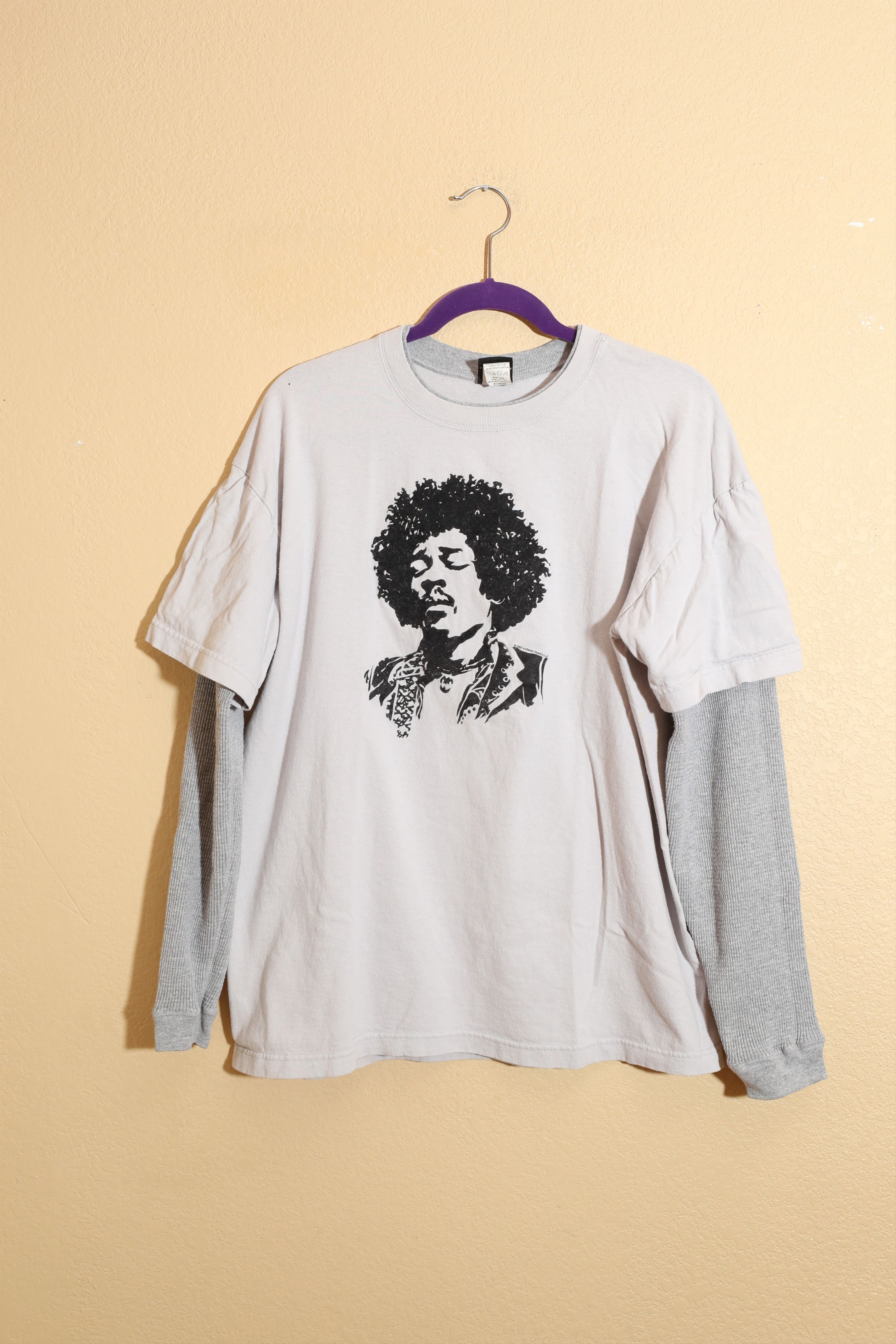 Band Tees × Vintage 2005 Jimi Hendrix Faux Sleeves Double Collar Tee (XL) Size US XL / EU 56 / 4 - 1 Thumbnail