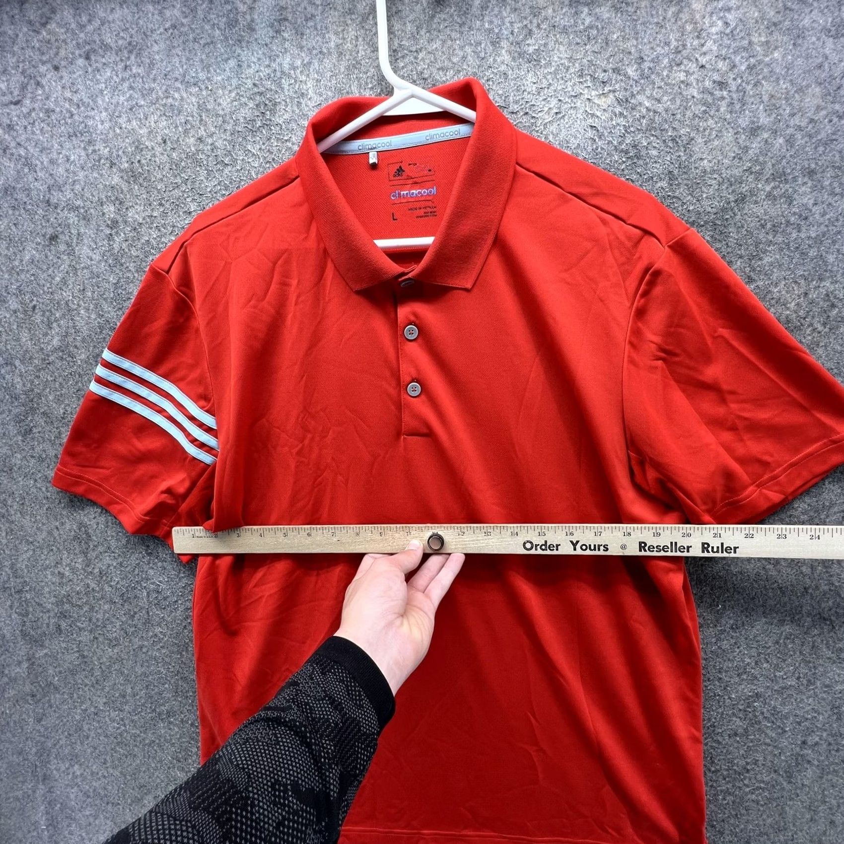 Adidas Adidas Golf Polo Shirt Mens Large Red Climacool 3 Stripe Short Sleeve Polo Shirt Mens L Red Climacool Size US L / EU 52-54 / 3 - 4 Thumbnail